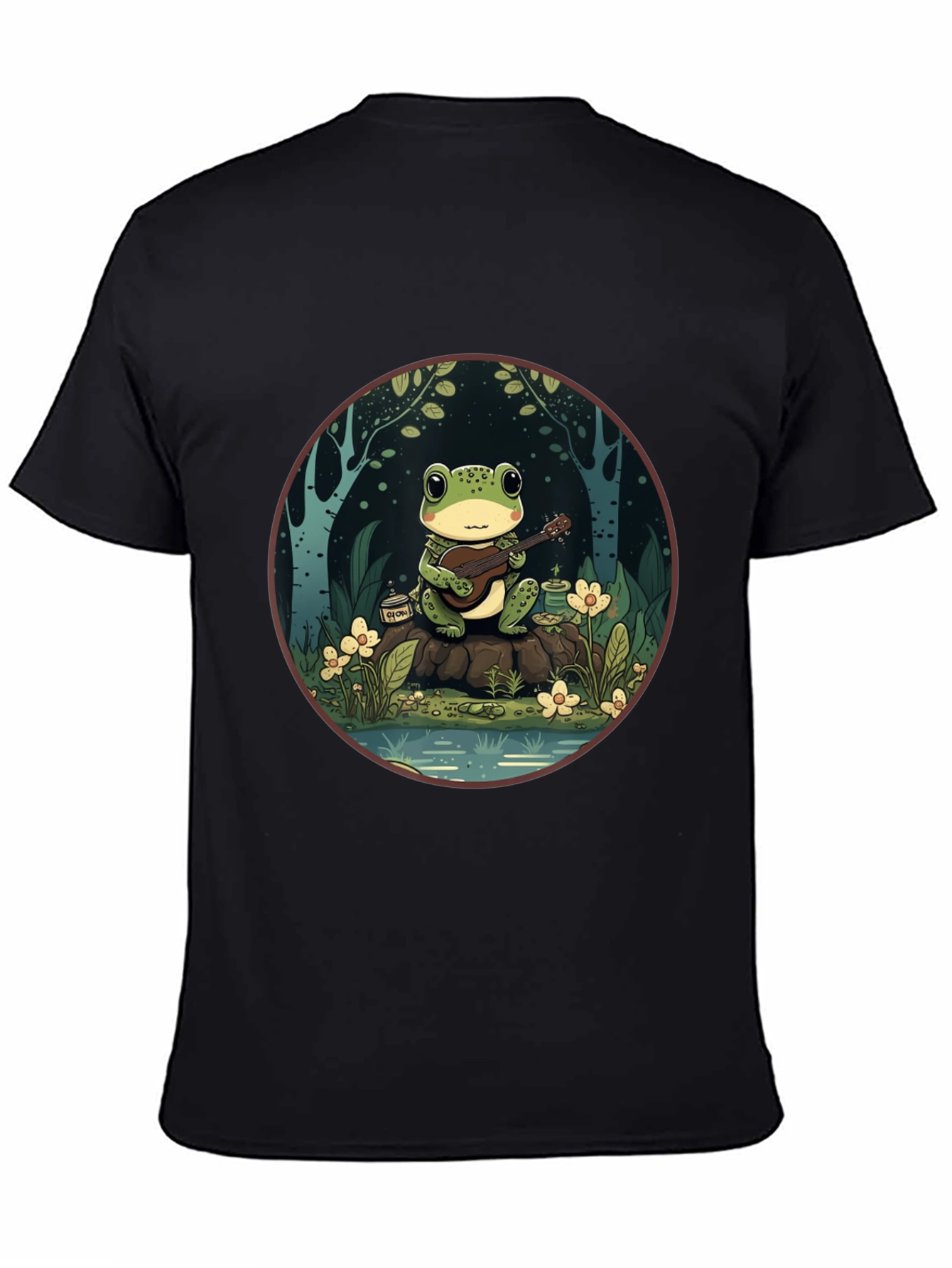 Black Frog Musician Graphic Tee - Black Cotton T-Shirt view 4