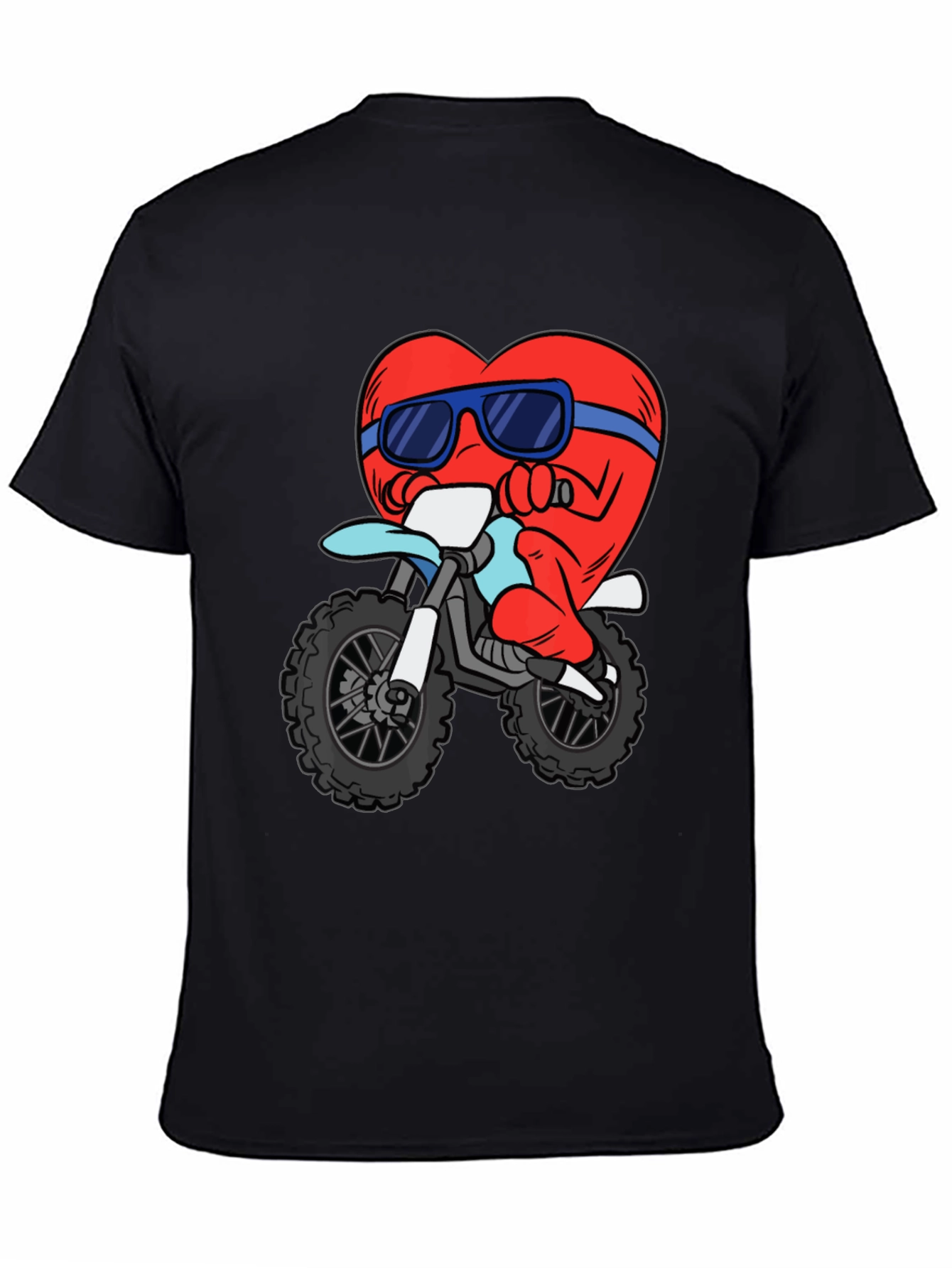 Black Heart Riding a Motorcycle Graphic T-Shirt view 4