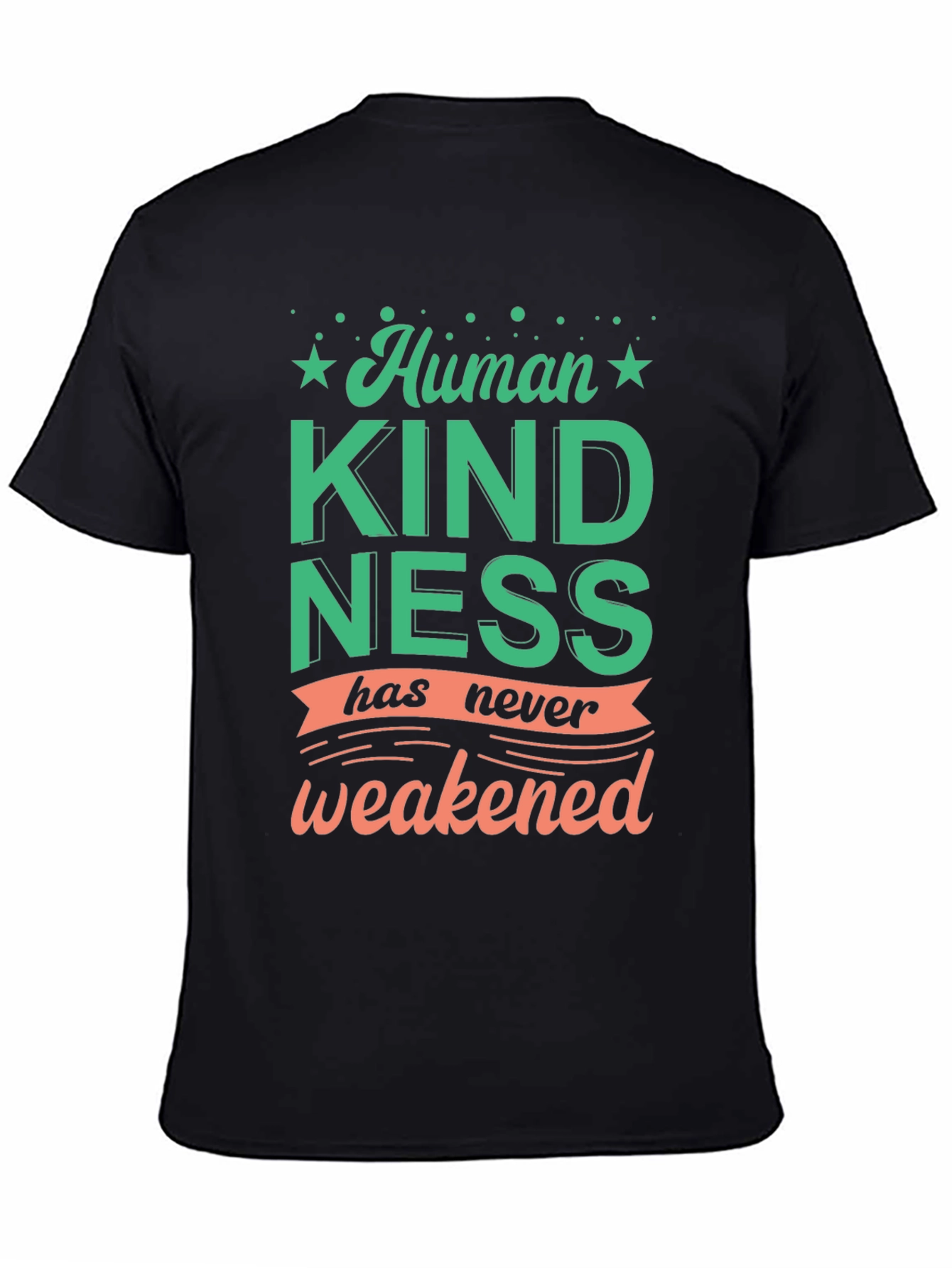 Black Human Kindness Graphic Tee - Positive Message Shirt view 4
