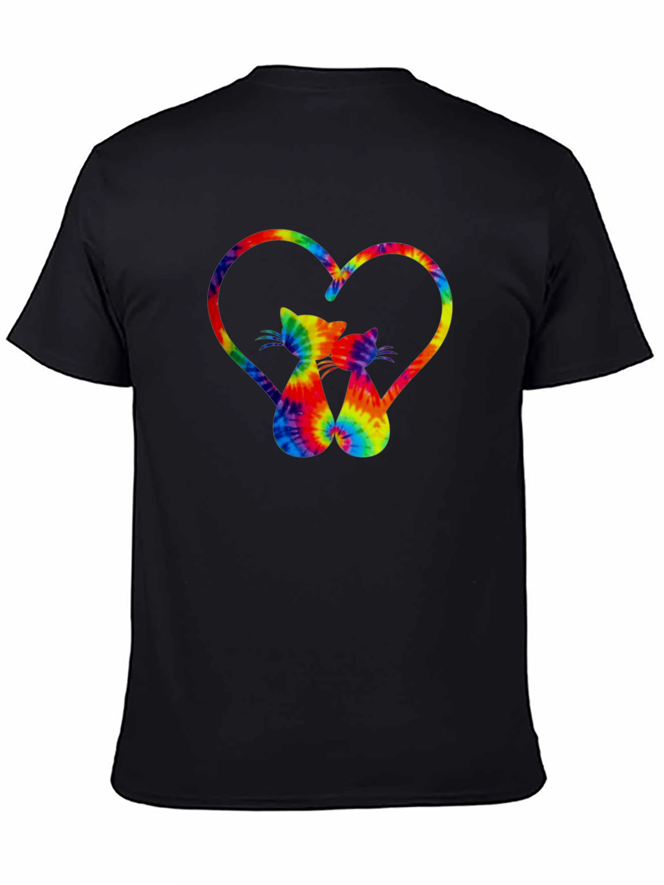 Black Tie-Dye Cat Heart Graphic Tee - Stylish Casual Wear view 4