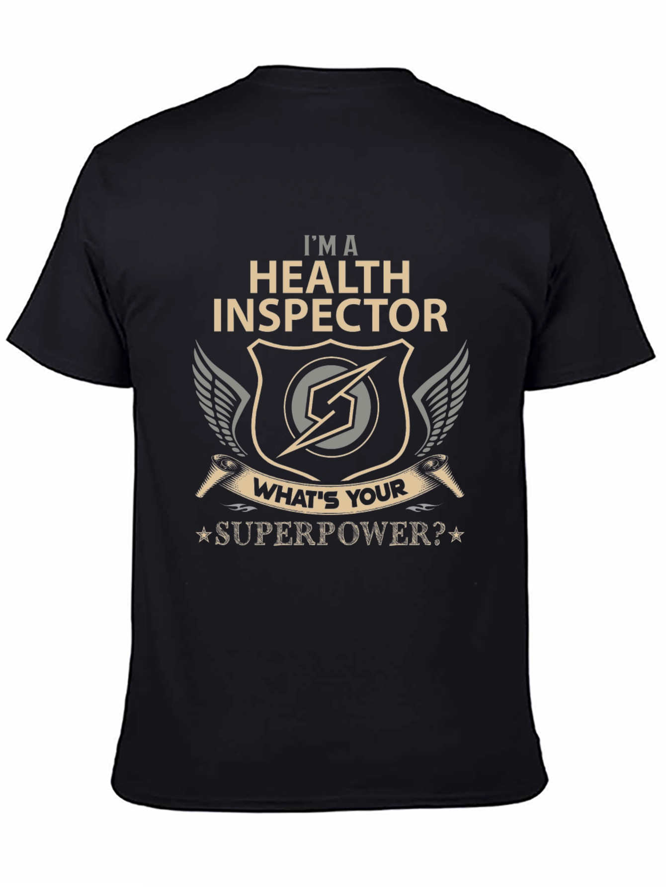 Black Health Inspector Superpower T-Shirt view 4