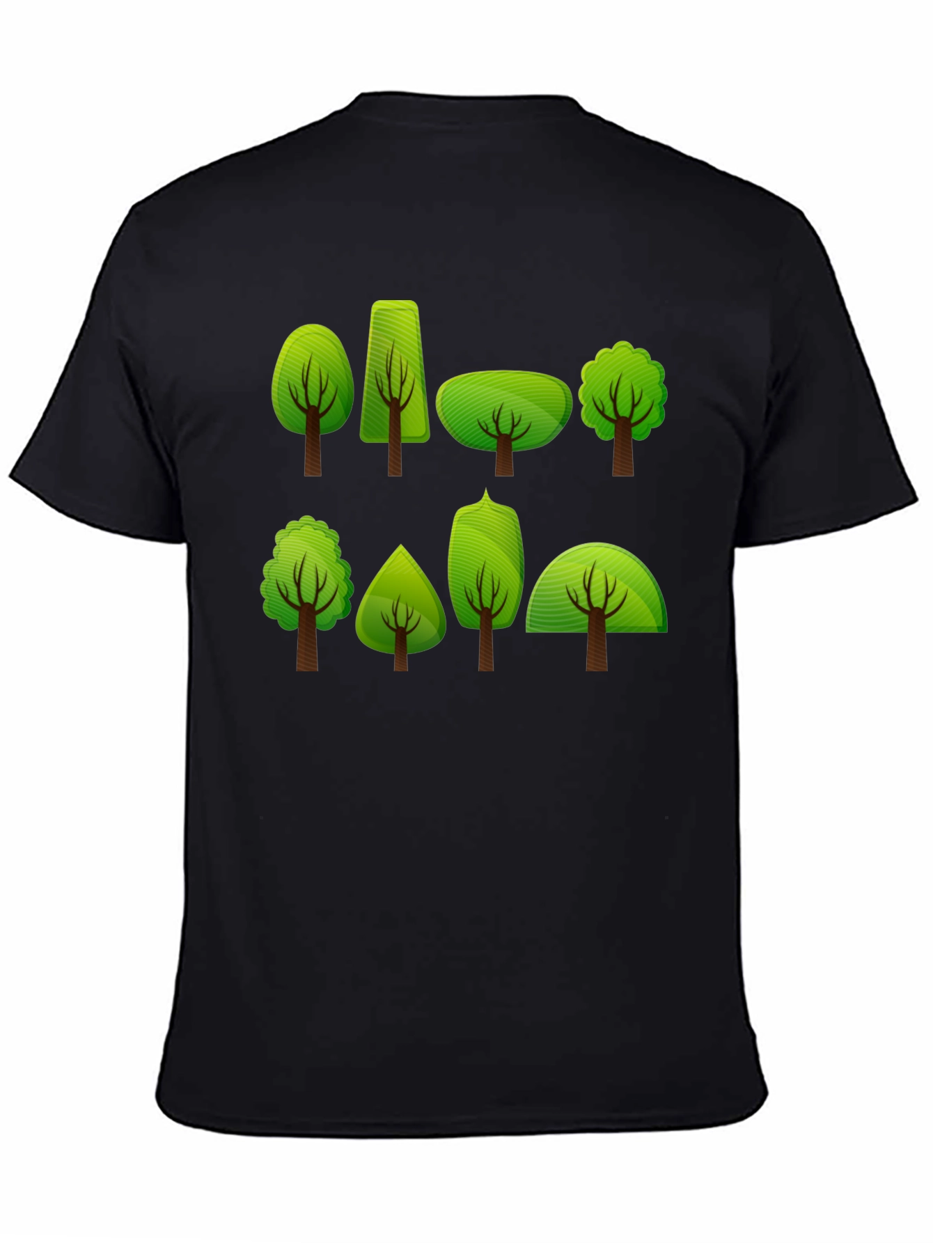 Black Nature Trees Graphic Tee - Black Cotton T-Shirt view 4