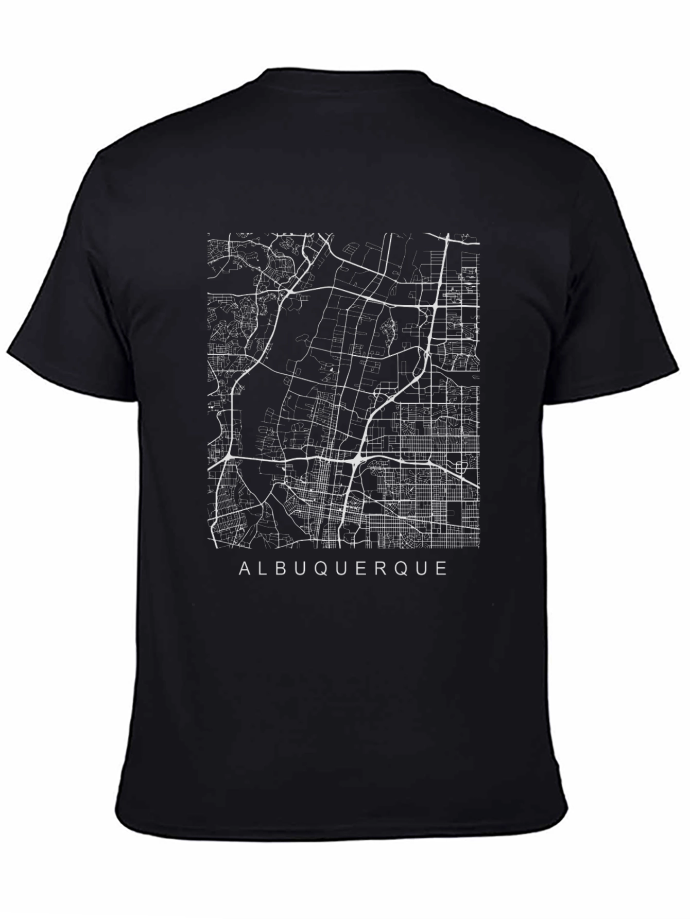 Black Albuquerque City Map Graphic T-Shirt view 4
