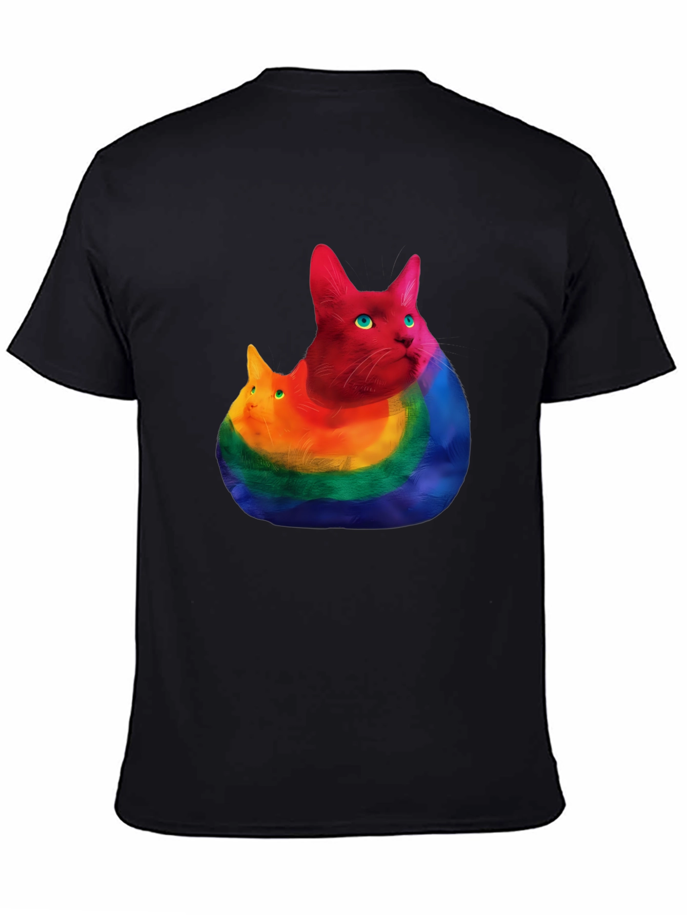 Black Rainbow Cat Graphic T-Shirt - Prideful Purrfection view 4