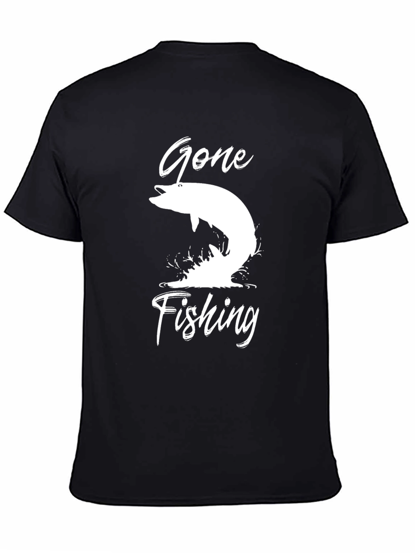 Black Gone Fishing Graphic Tee - Black Cotton T-Shirt view 4