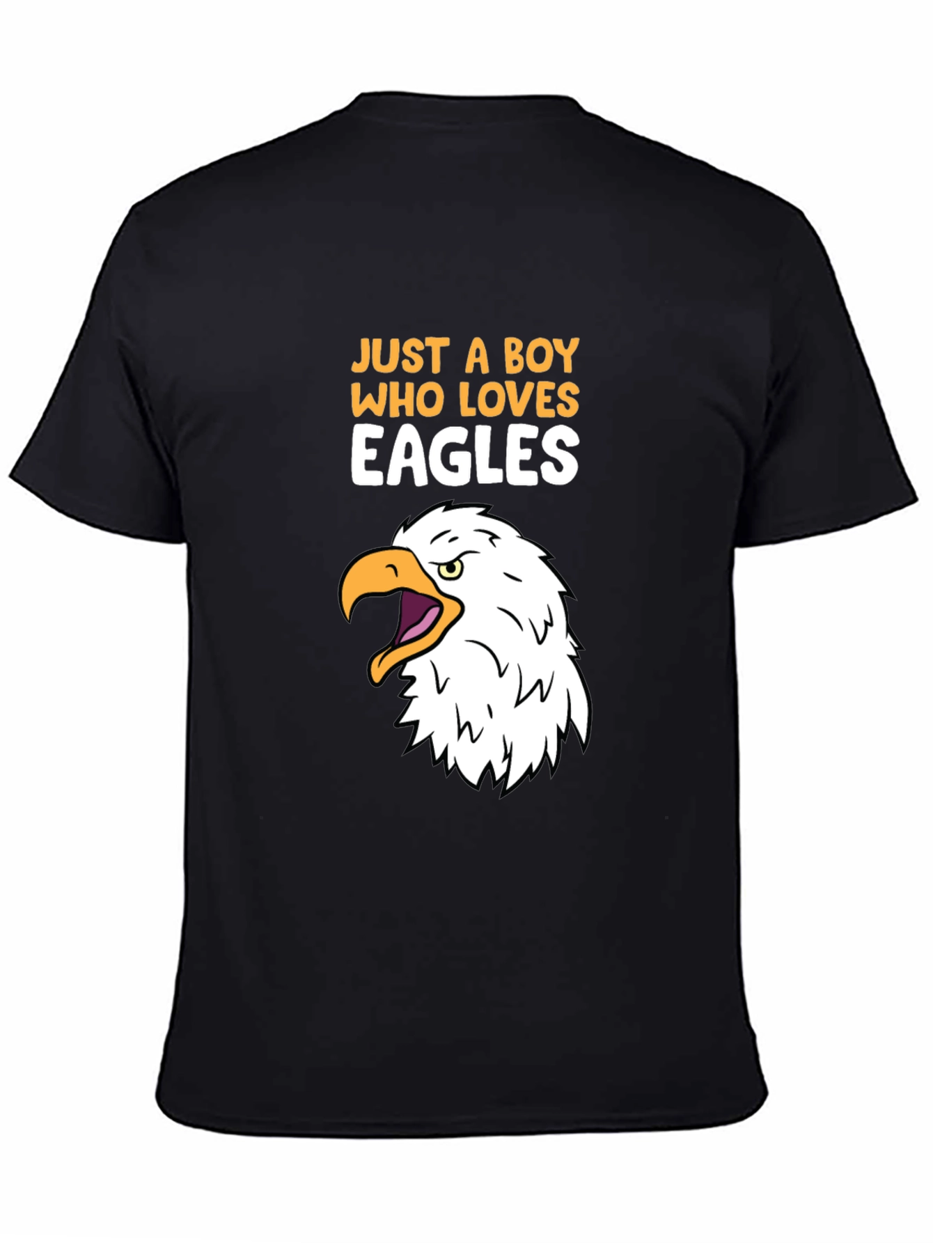 Black Just A Boy Who Loves Eagles Graphic Tee view 4
