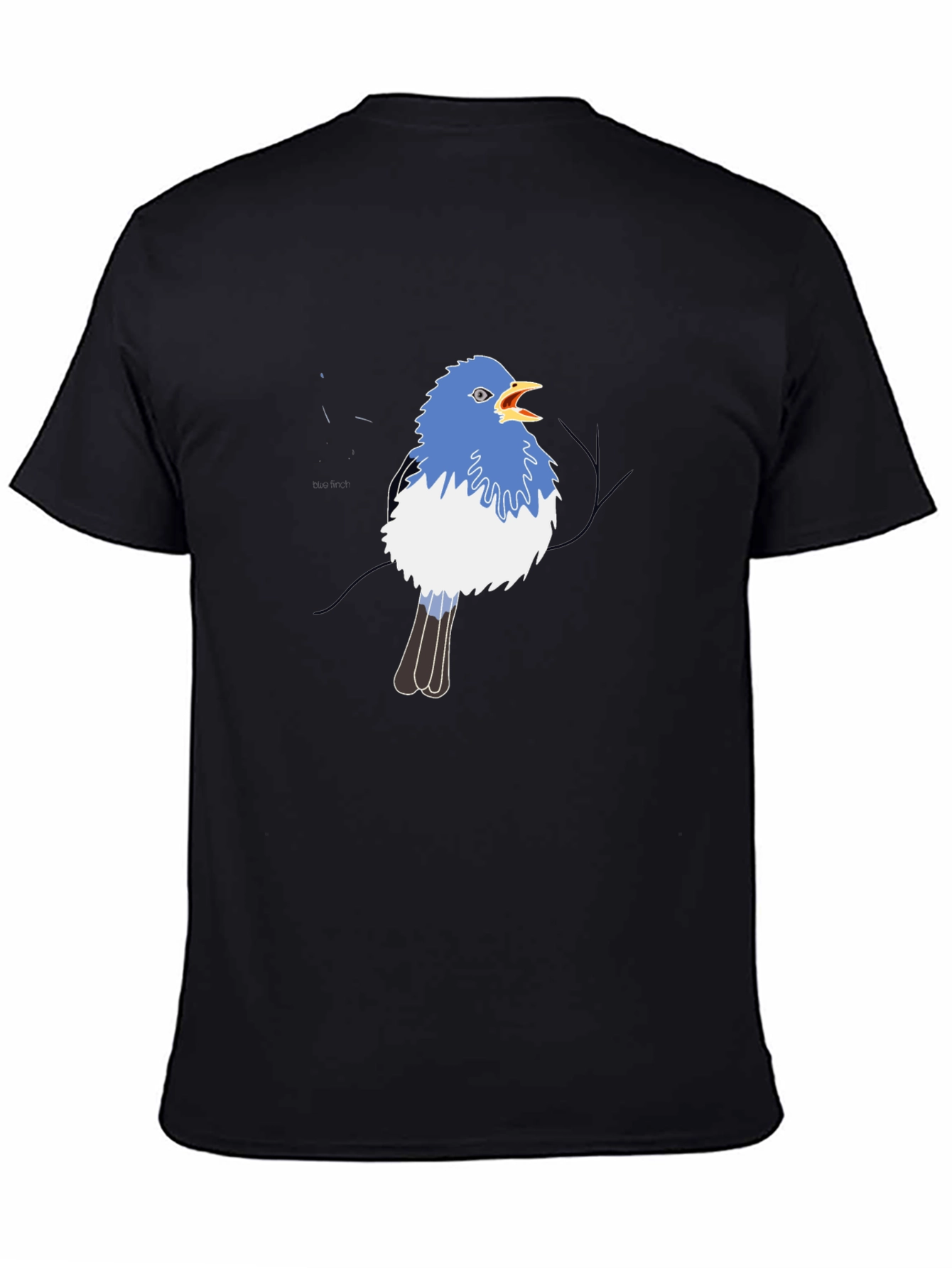 Black Blue Bird Graphic Black Tee view 4