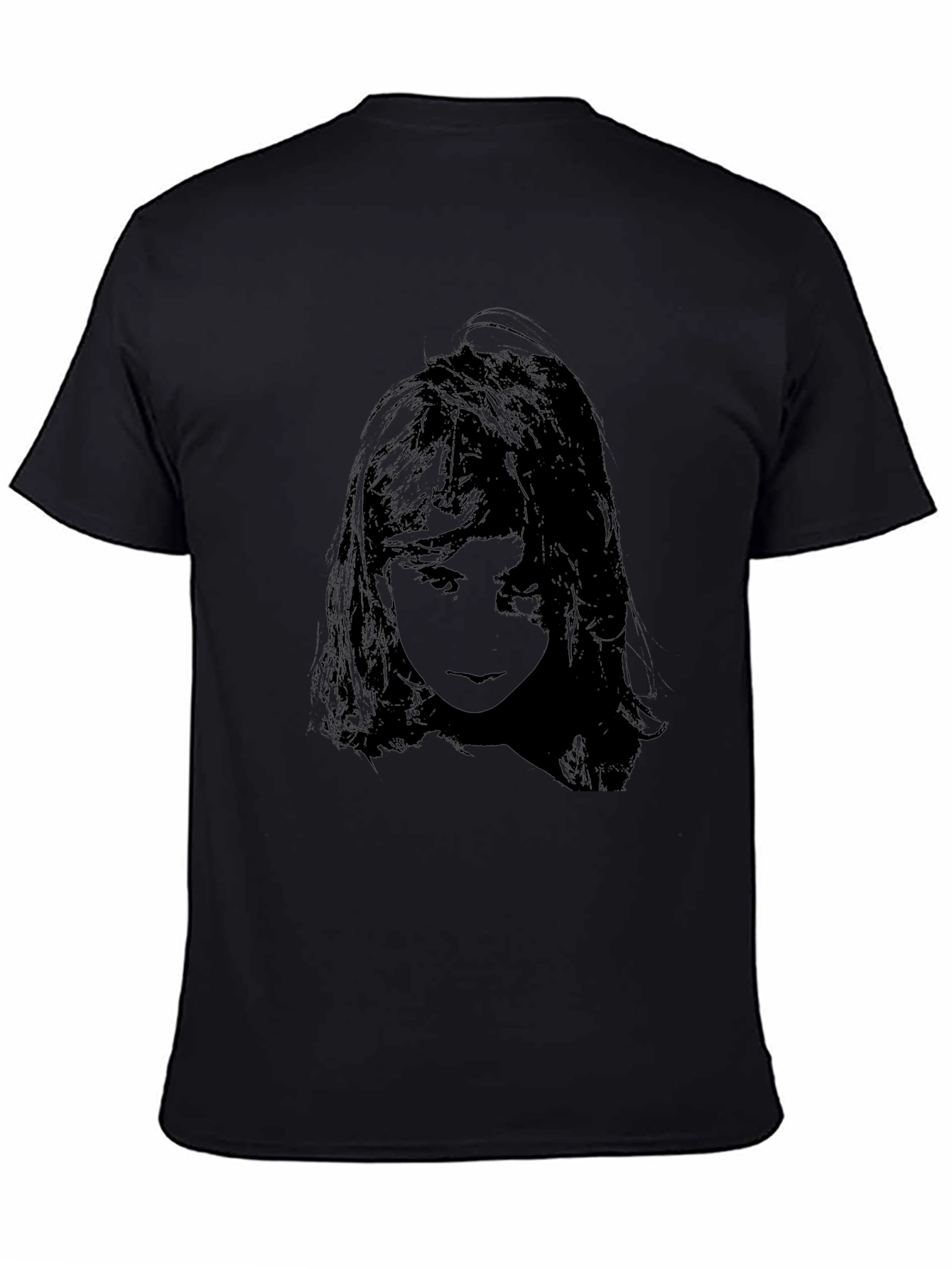 Black Dark Portrait T-Shirt - Unisex Black Tee view 4