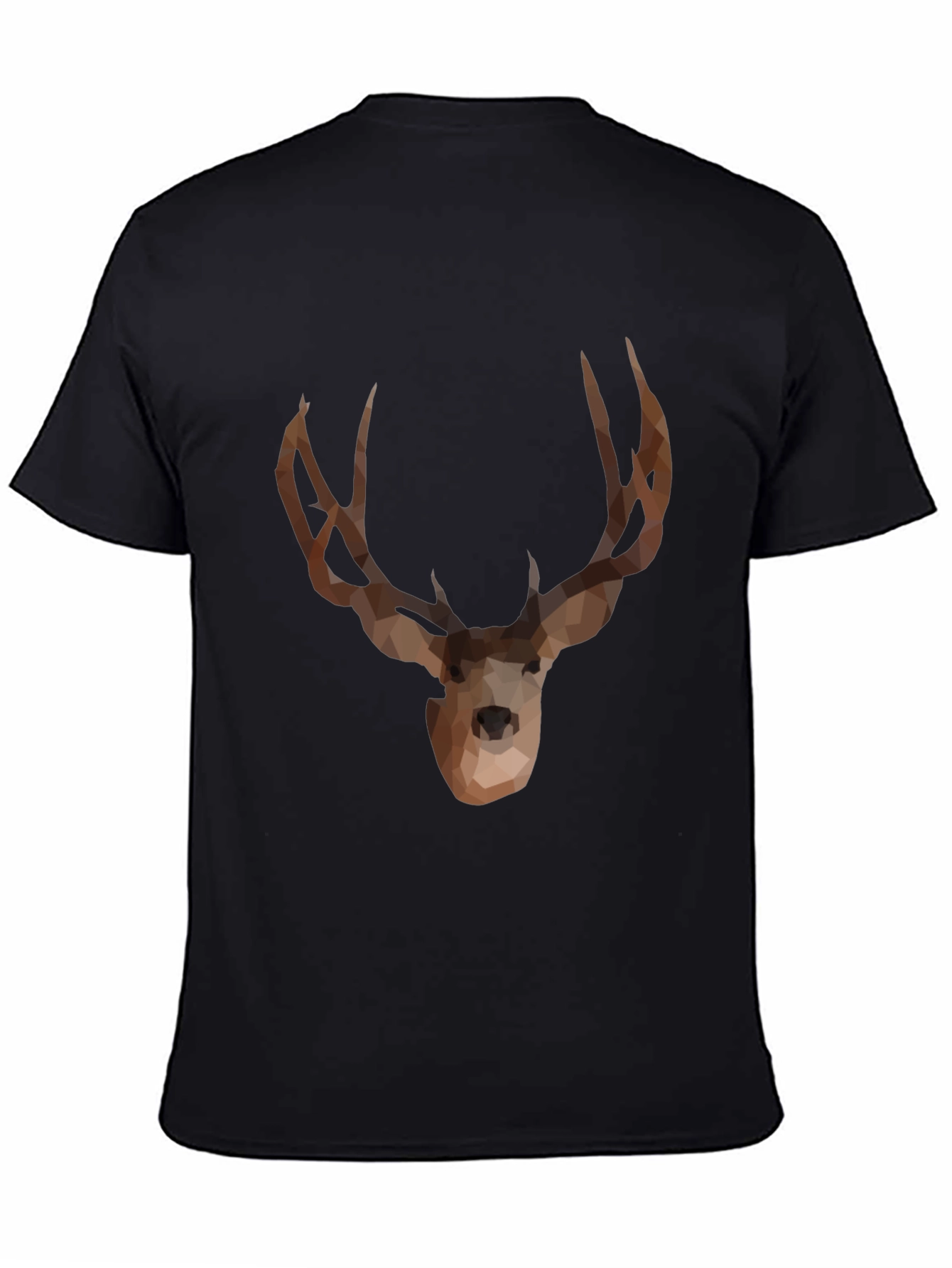 Black Geometric Deer Graphic T-Shirt - Black view 4