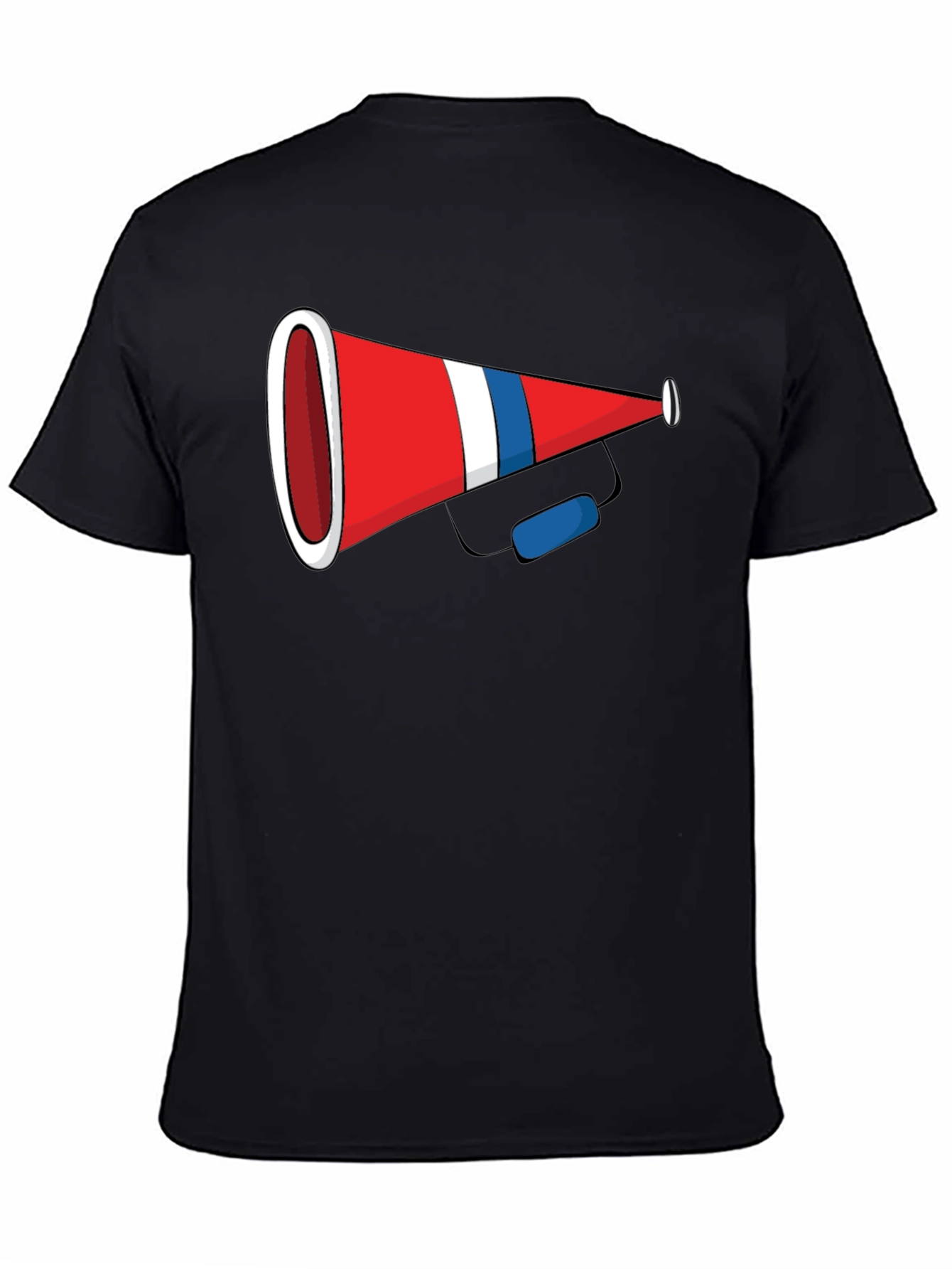 Black Novelty Cheerleader Megaphone Graphic Black T-Shirt view 4