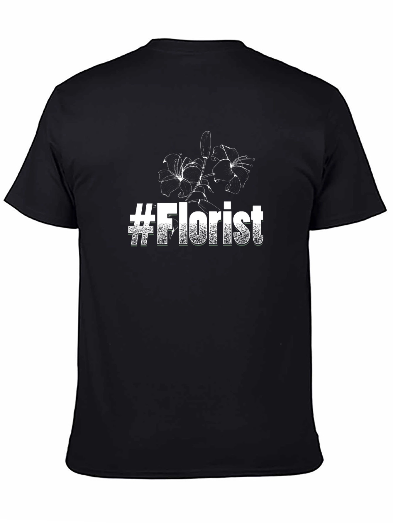 Black #Florist Floral Graphic T-Shirt - Trendy Design view 4
