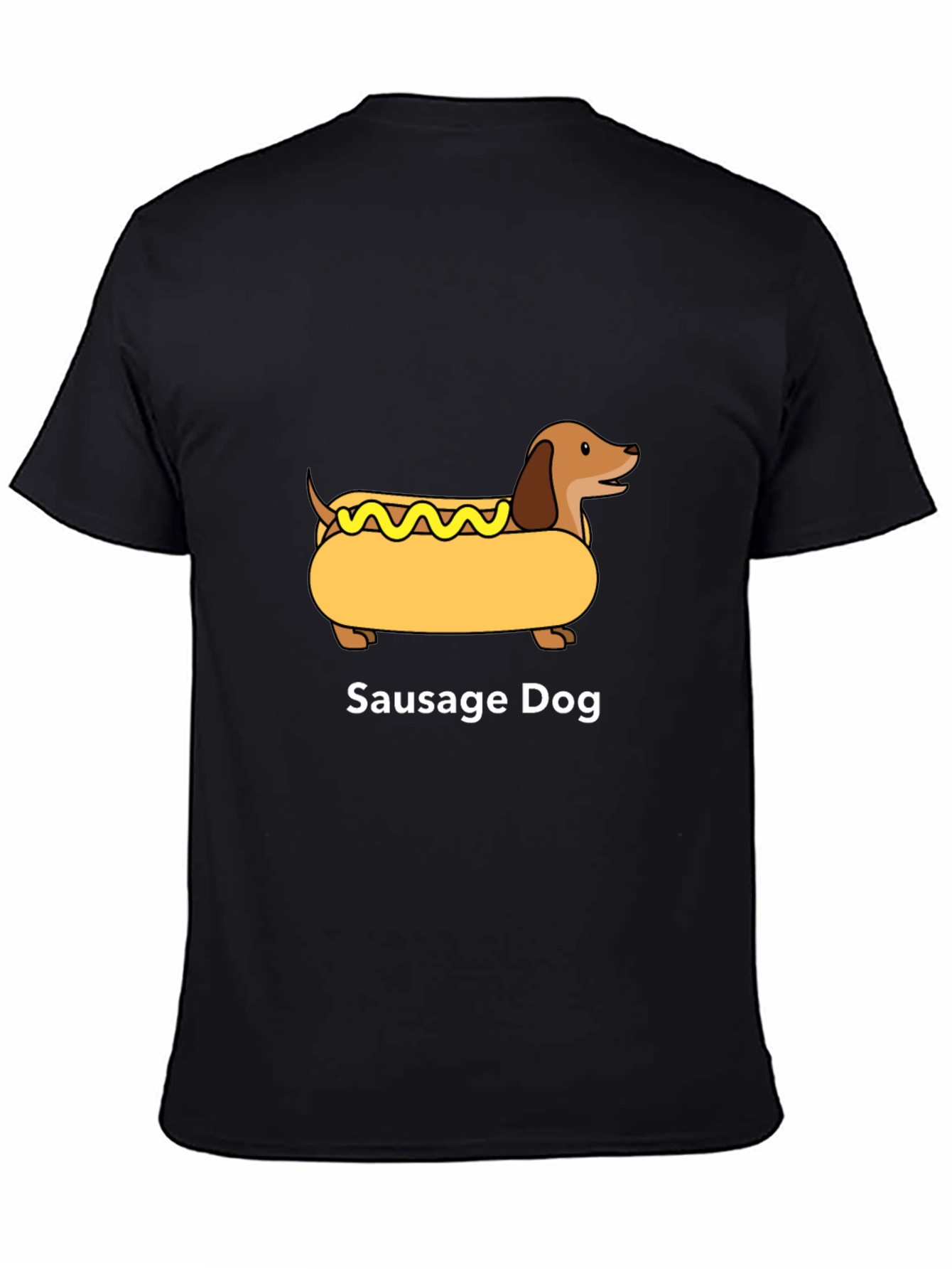 Black Sausage Dog Graphic T-Shirt - Unisex Cotton Tee view 4