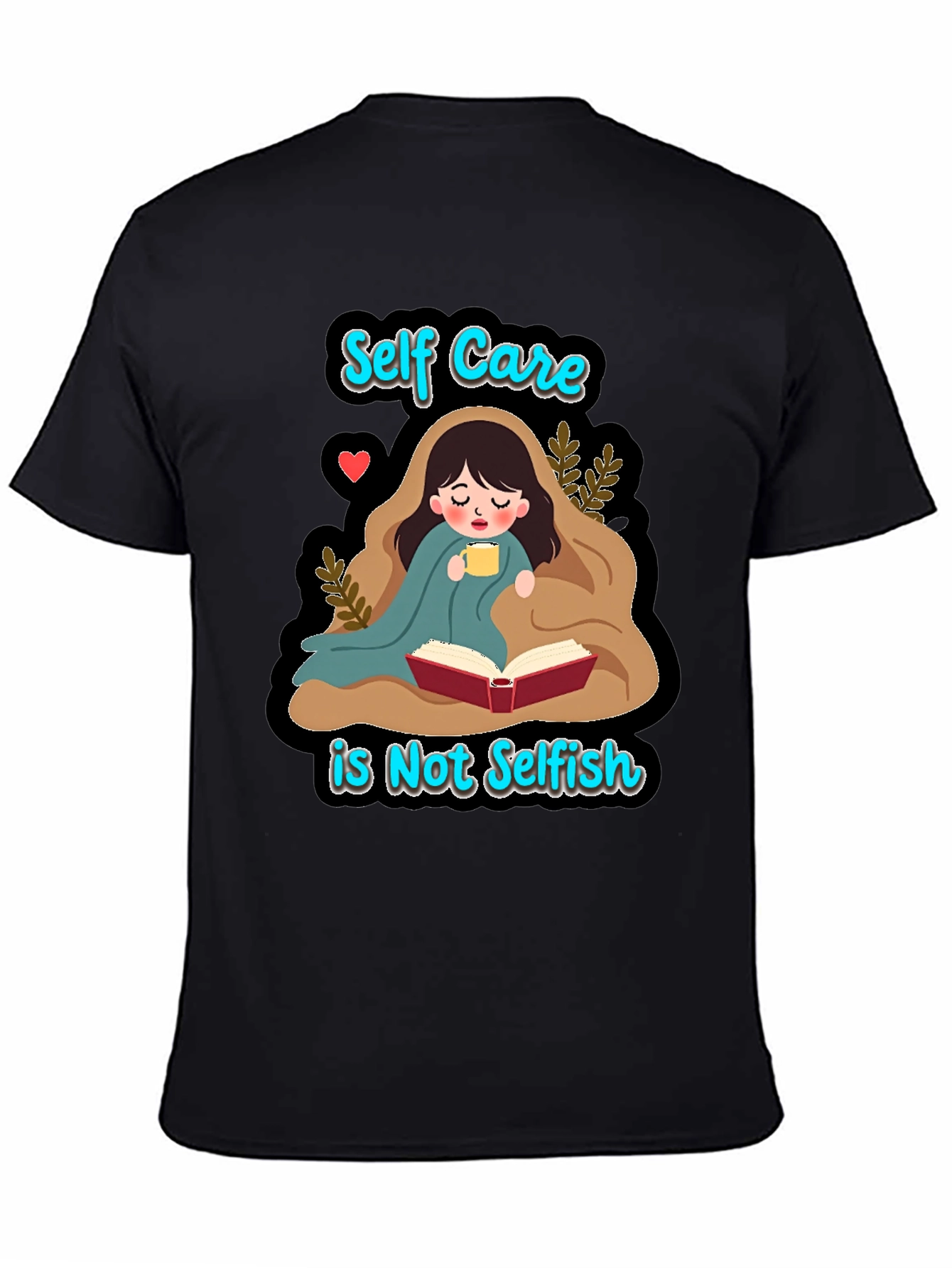 Black Self Care T-Shirt - Reading & Relaxation view 4