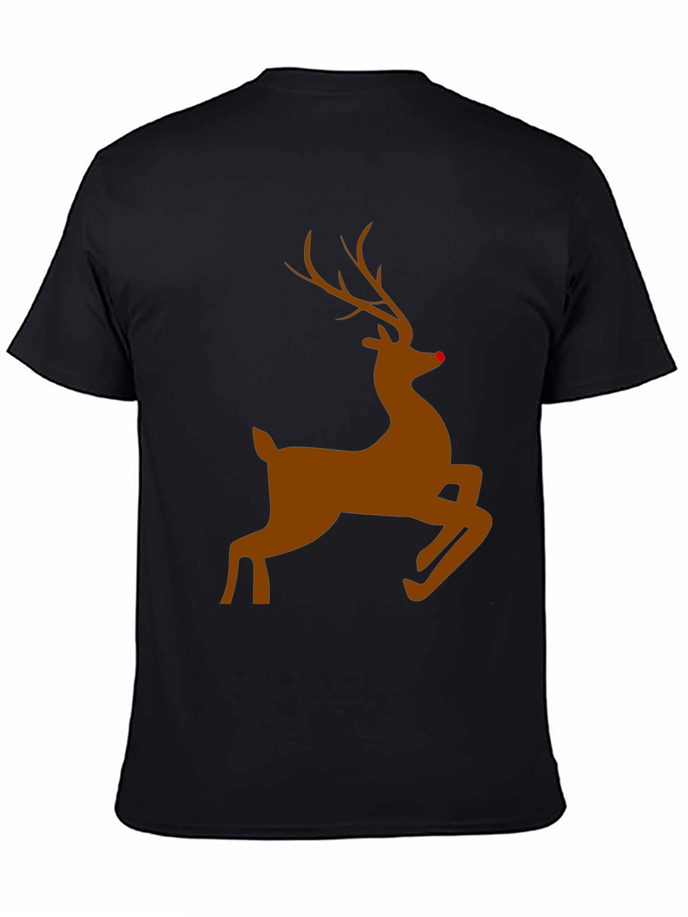 Black Rudolph Red-Nosed Reindeer Christmas T-Shirt view 4