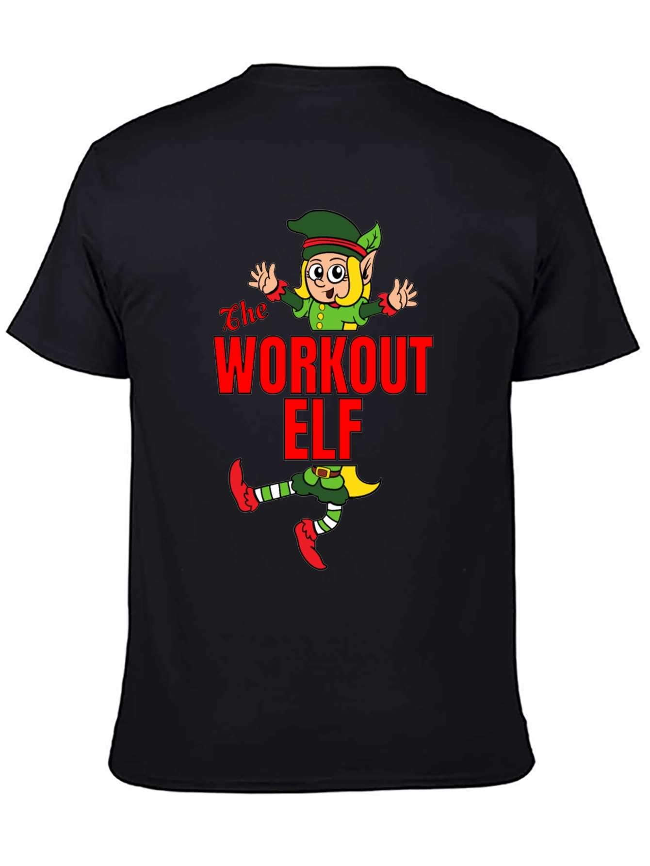 Black Workout Elf Graphic T-Shirt view 4