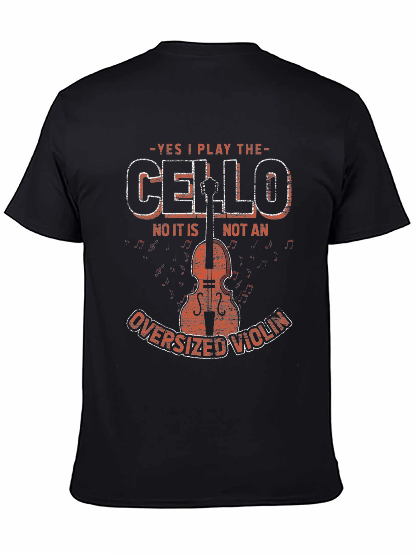 Black Cello Player T-Shirt - Oversized Violin Funny Tee view 4