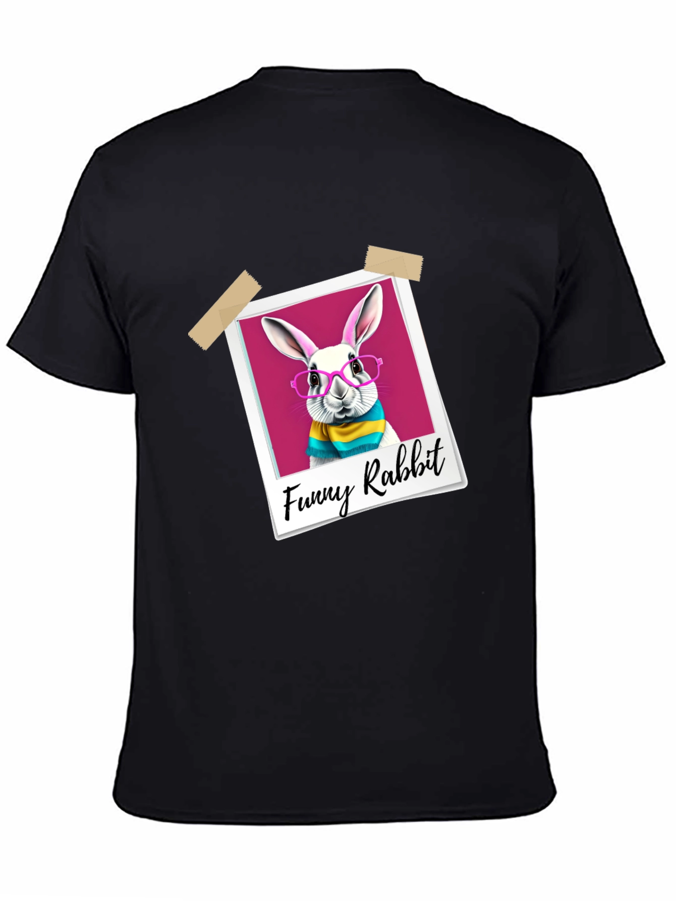 Black Funny Rabbit Graphic T-Shirt view 4
