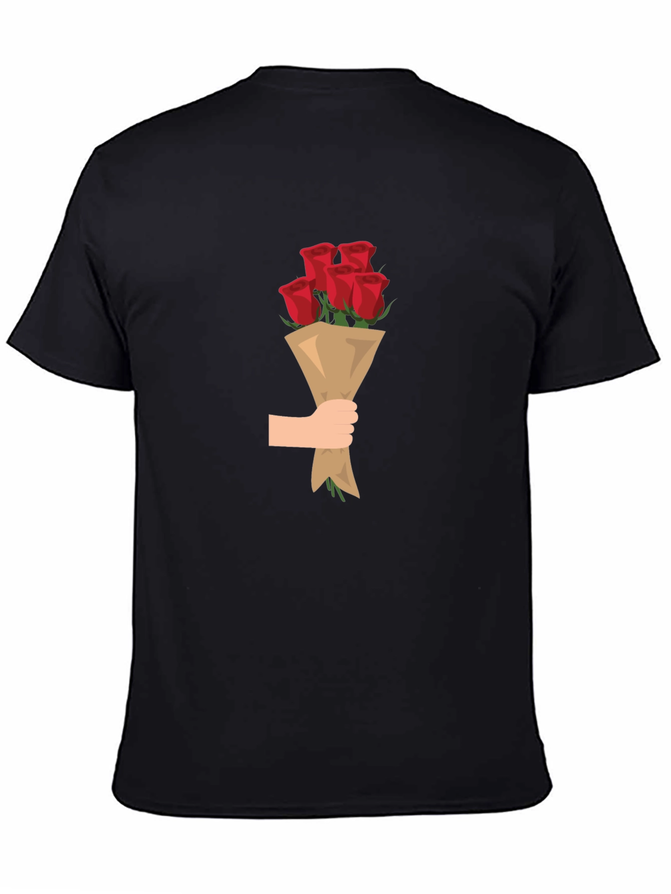Black Black T-Shirt with Roses Bouquet Graphic view 4