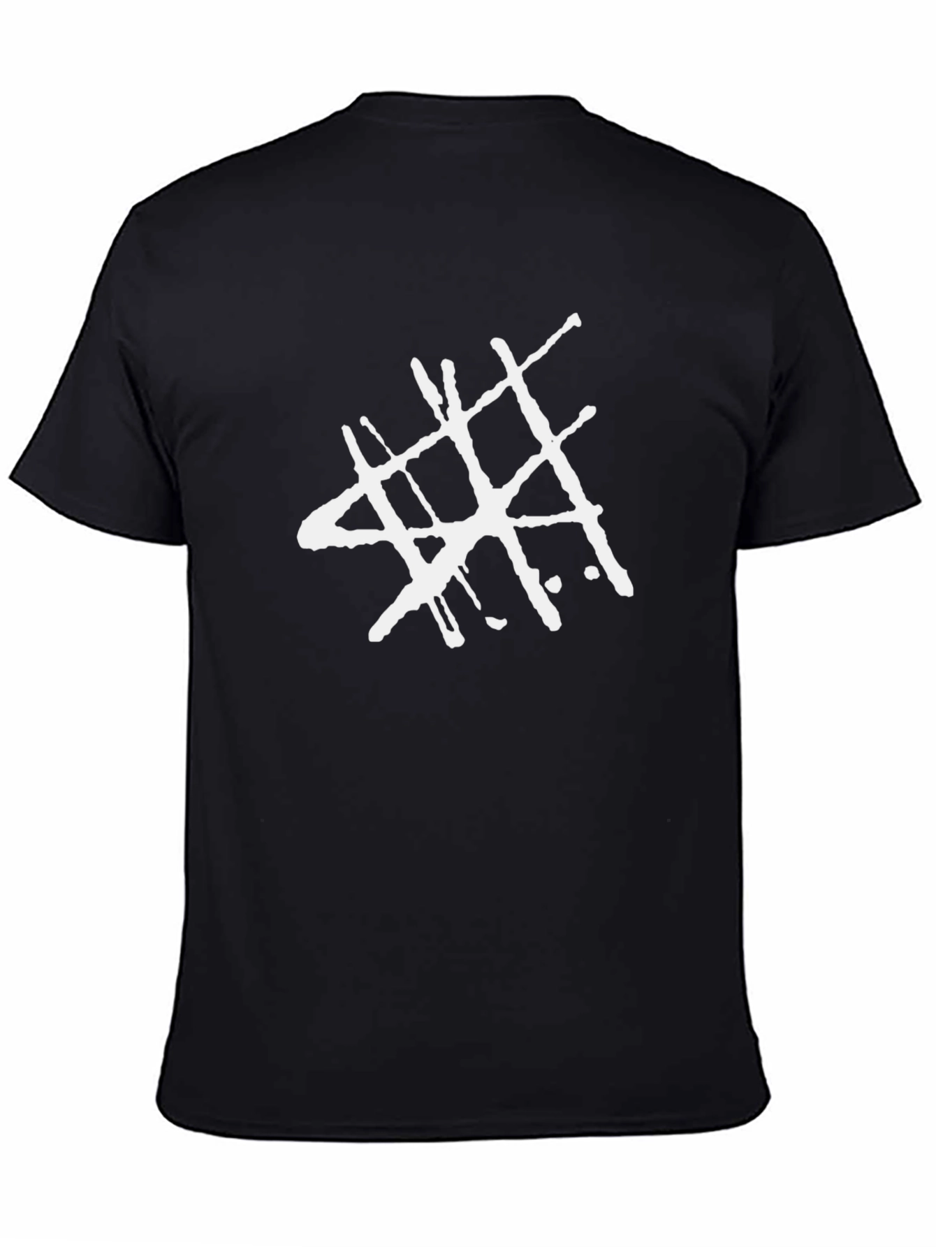 Black Abstract Grid Graphic Tee - Black Cotton view 4