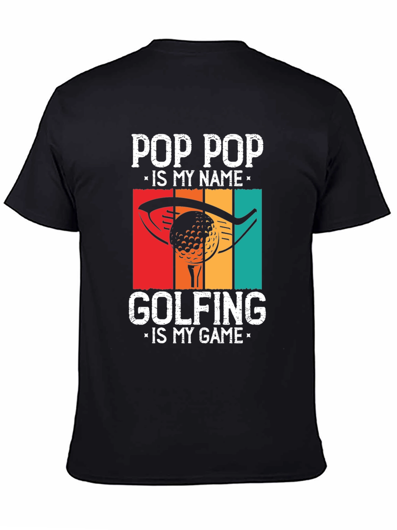 Black Pop Pop Golfing T-Shirt - Funny Grandpa Gift view 4