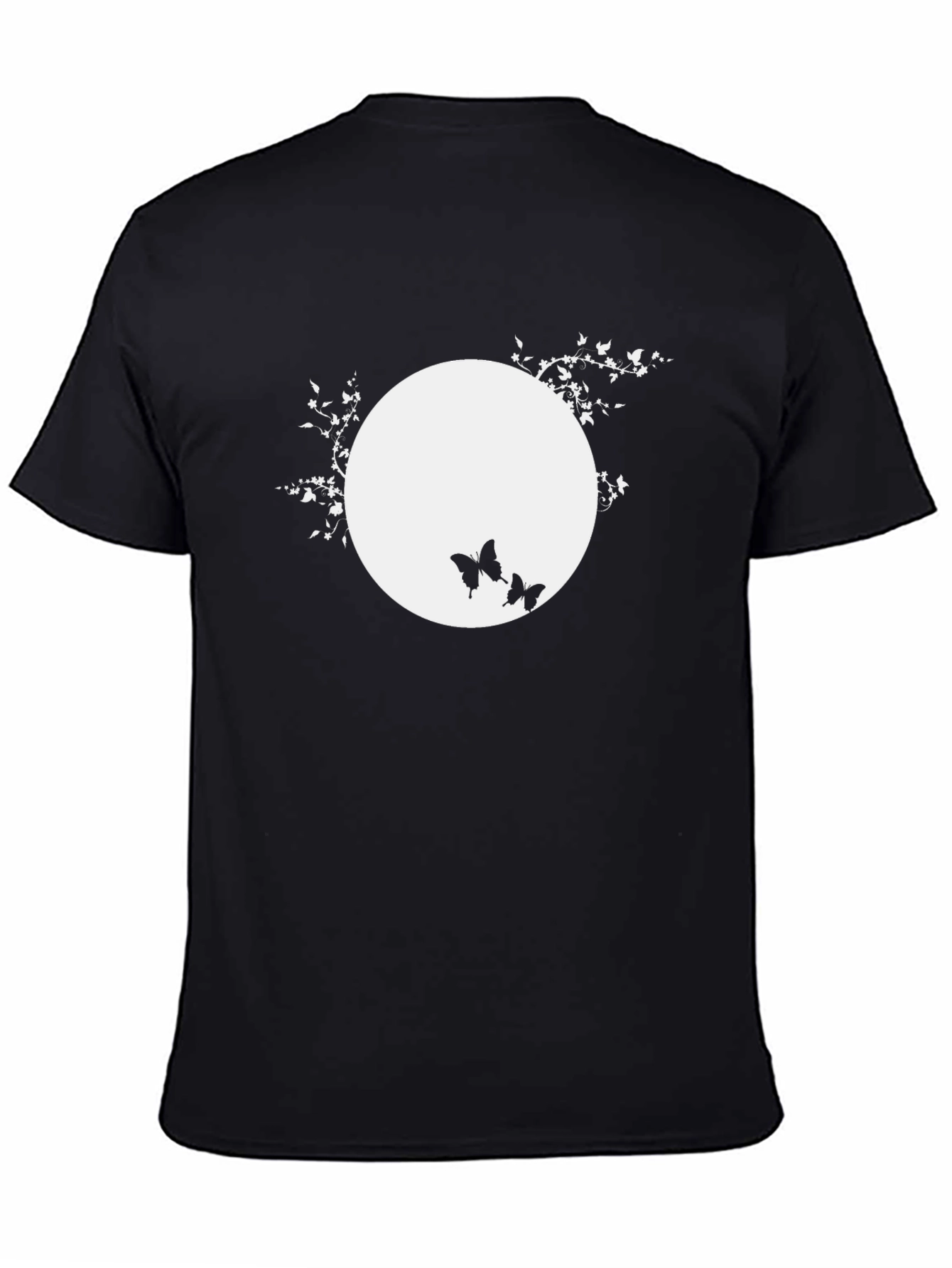 Black Black T-Shirt with Butterfly Moon Design view 4