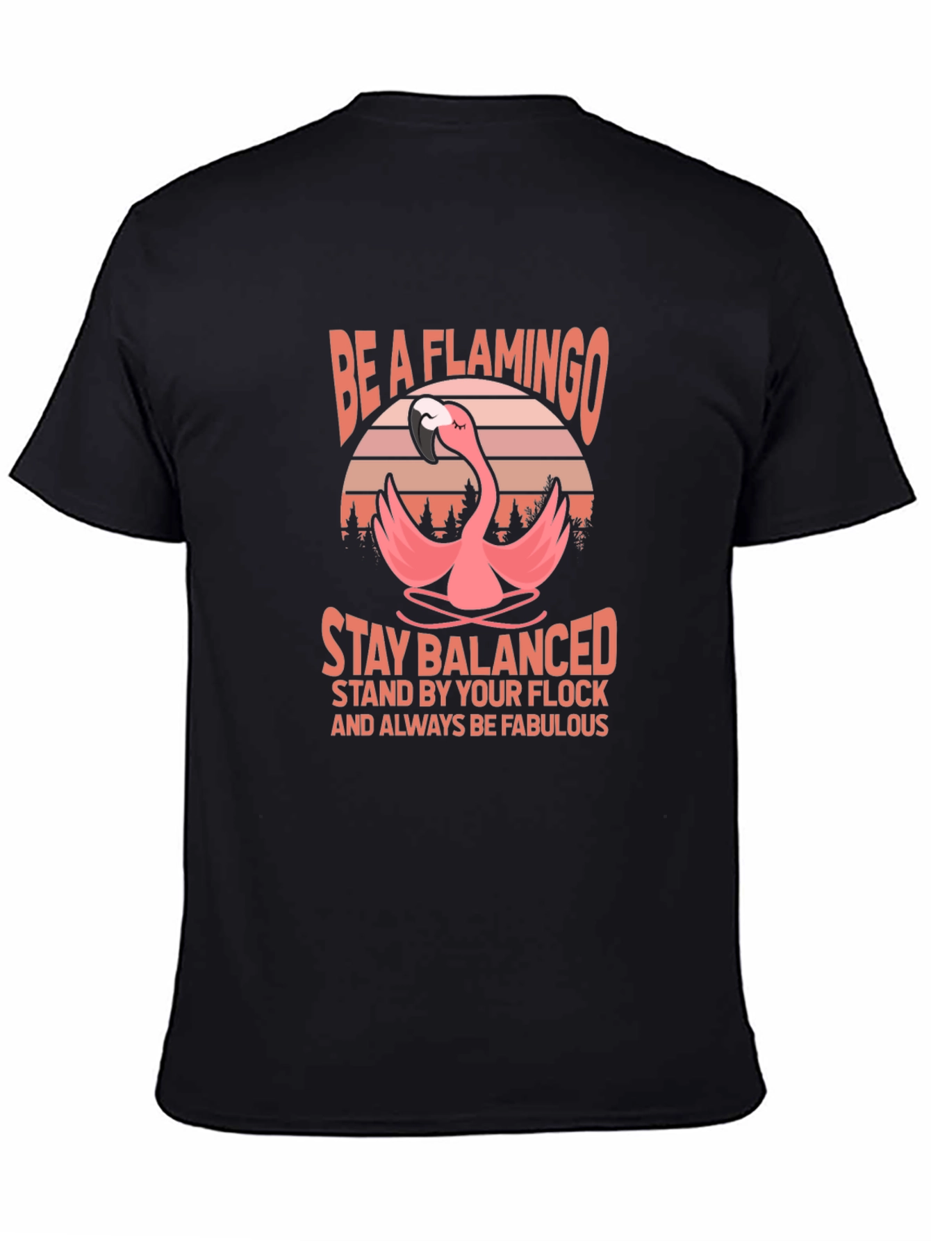 Black Be A Flamingo T-Shirt - Stay Balanced view 4