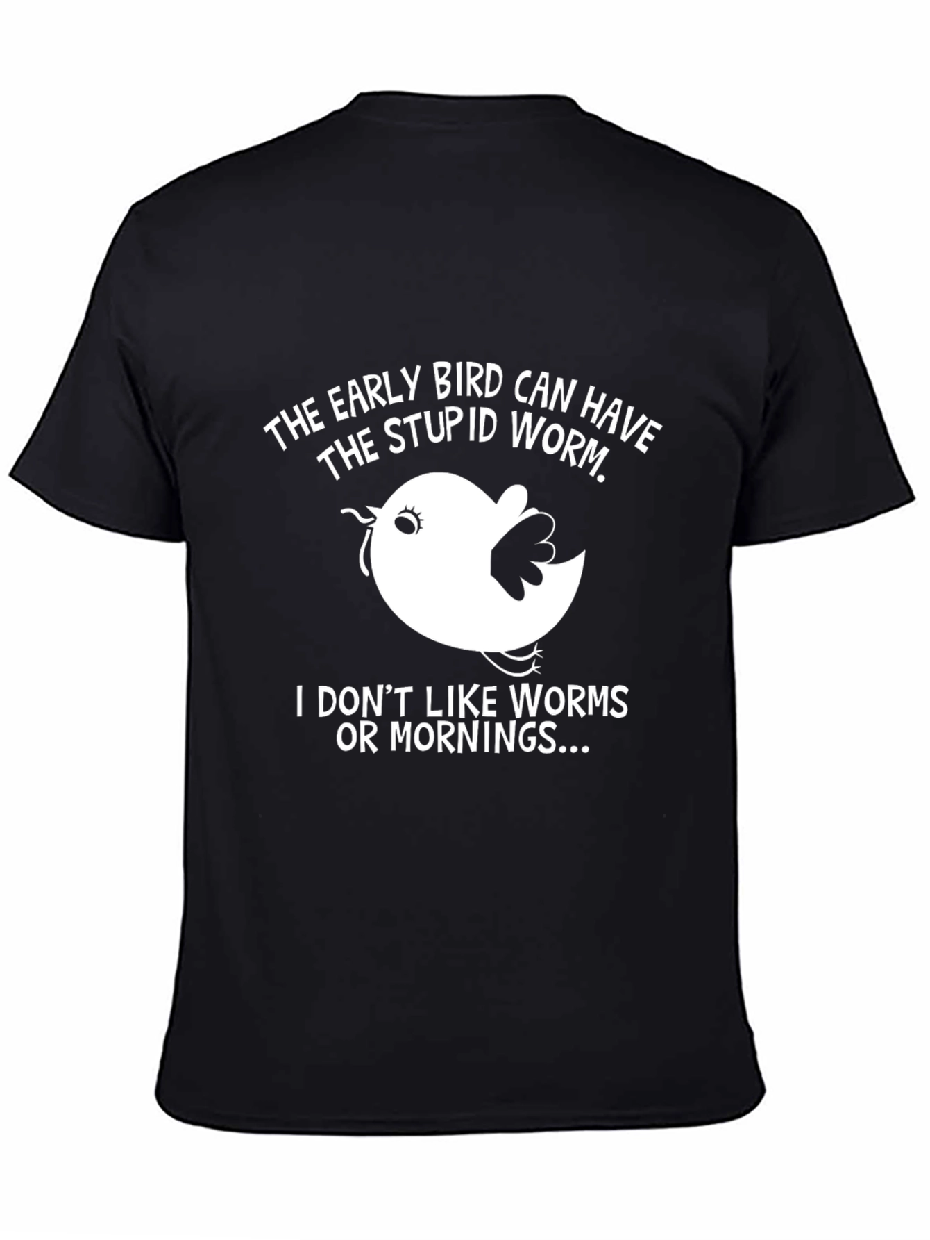 Black Early Bird Graphic Tee - Funny Slogan T-Shirt view 4