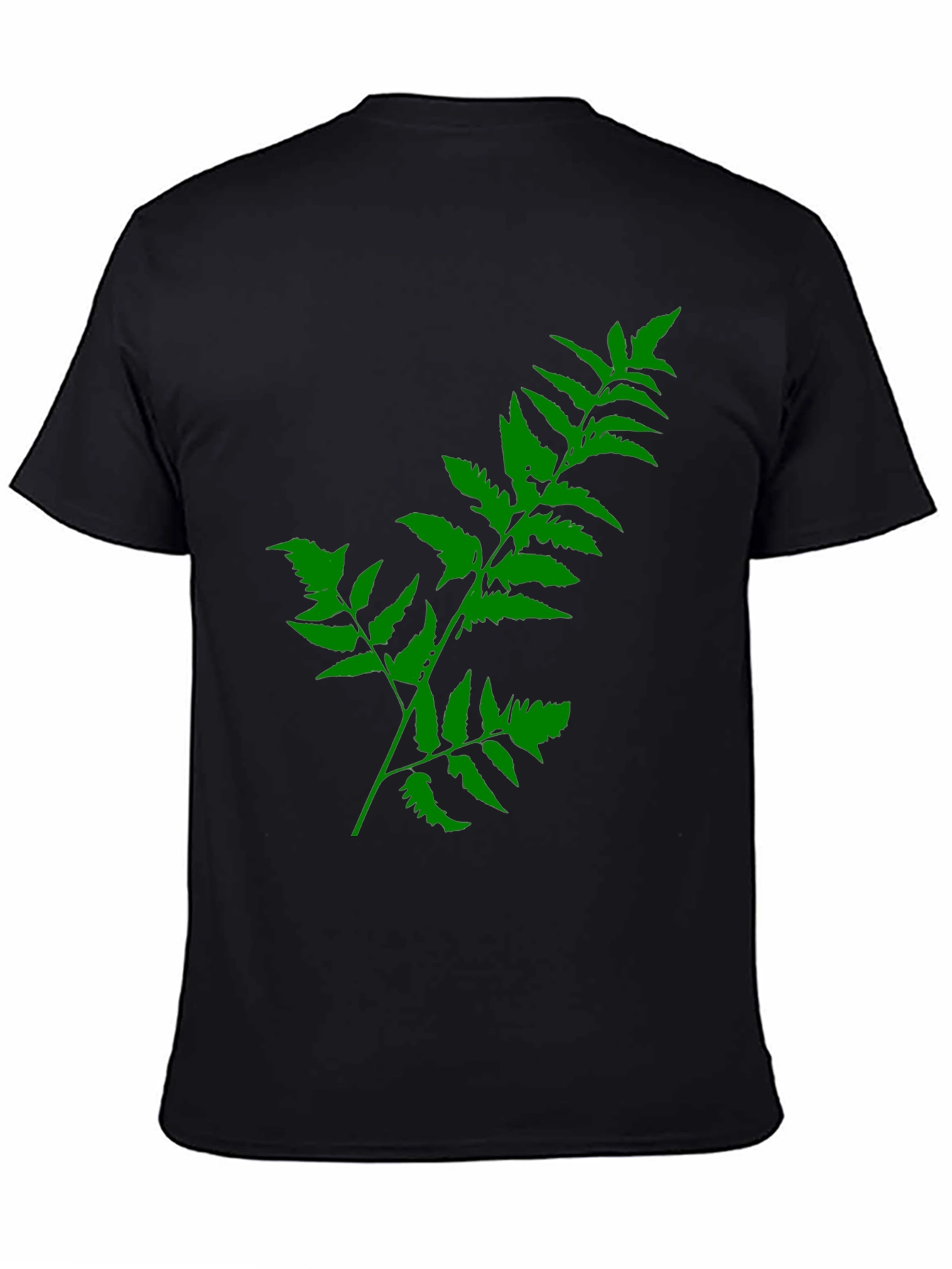 Black Green Fern Print Black T-Shirt view 4