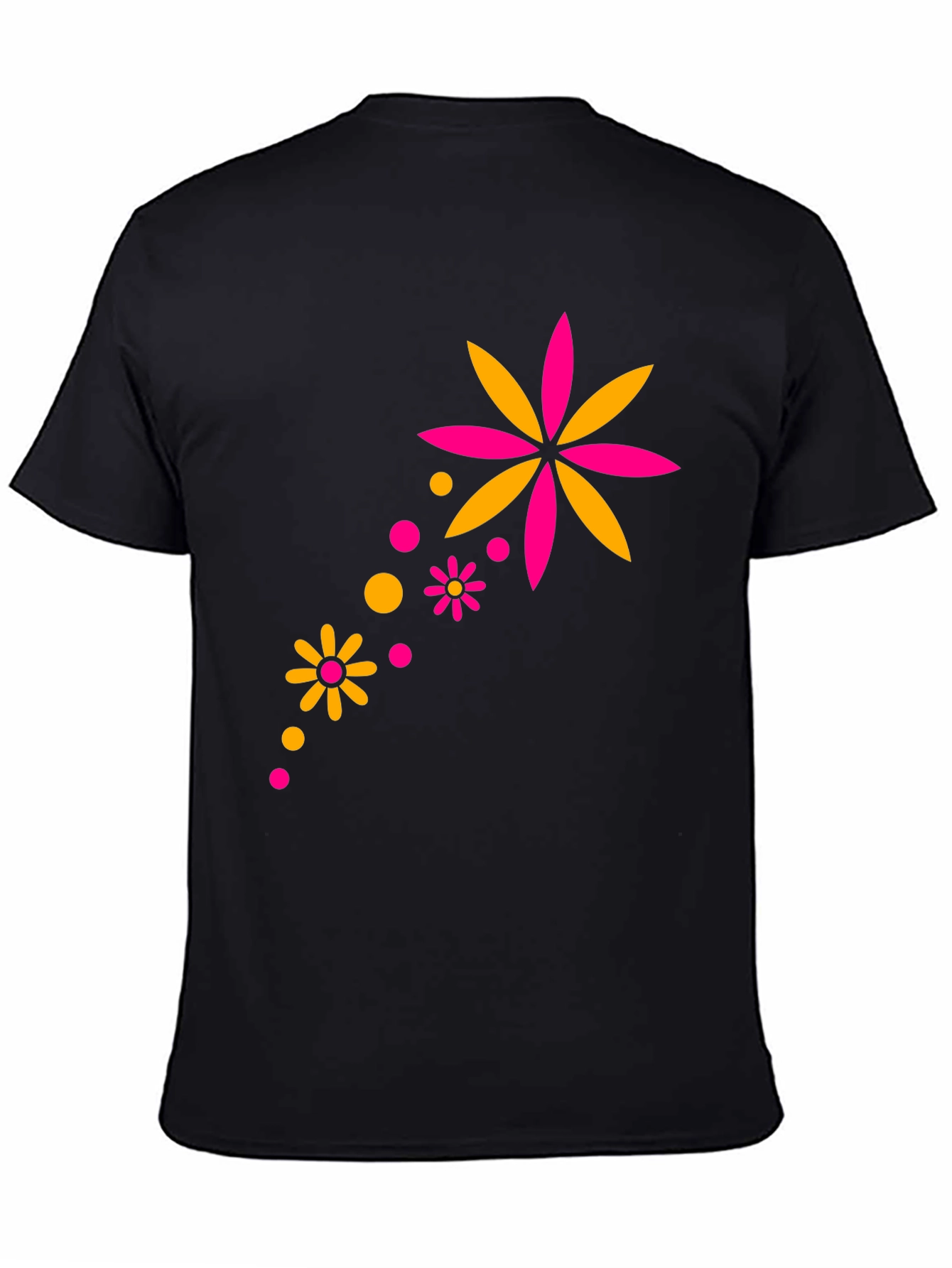 Black Floral Burst Black Tee - Trendy Graphic Print view 4