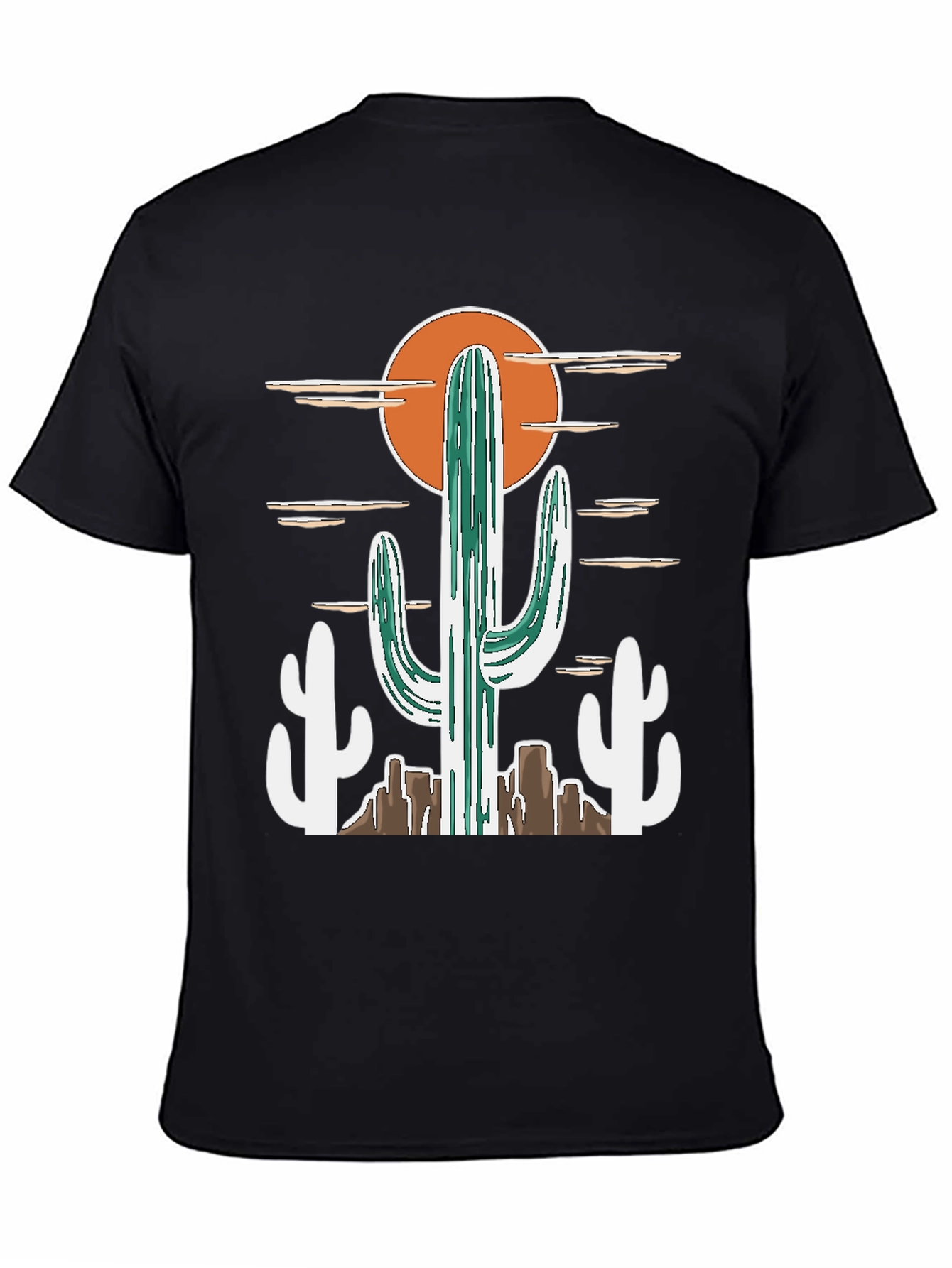 Black Desert Cactus Graphic Tee - Western Style Cotton T-Shirt view 4
