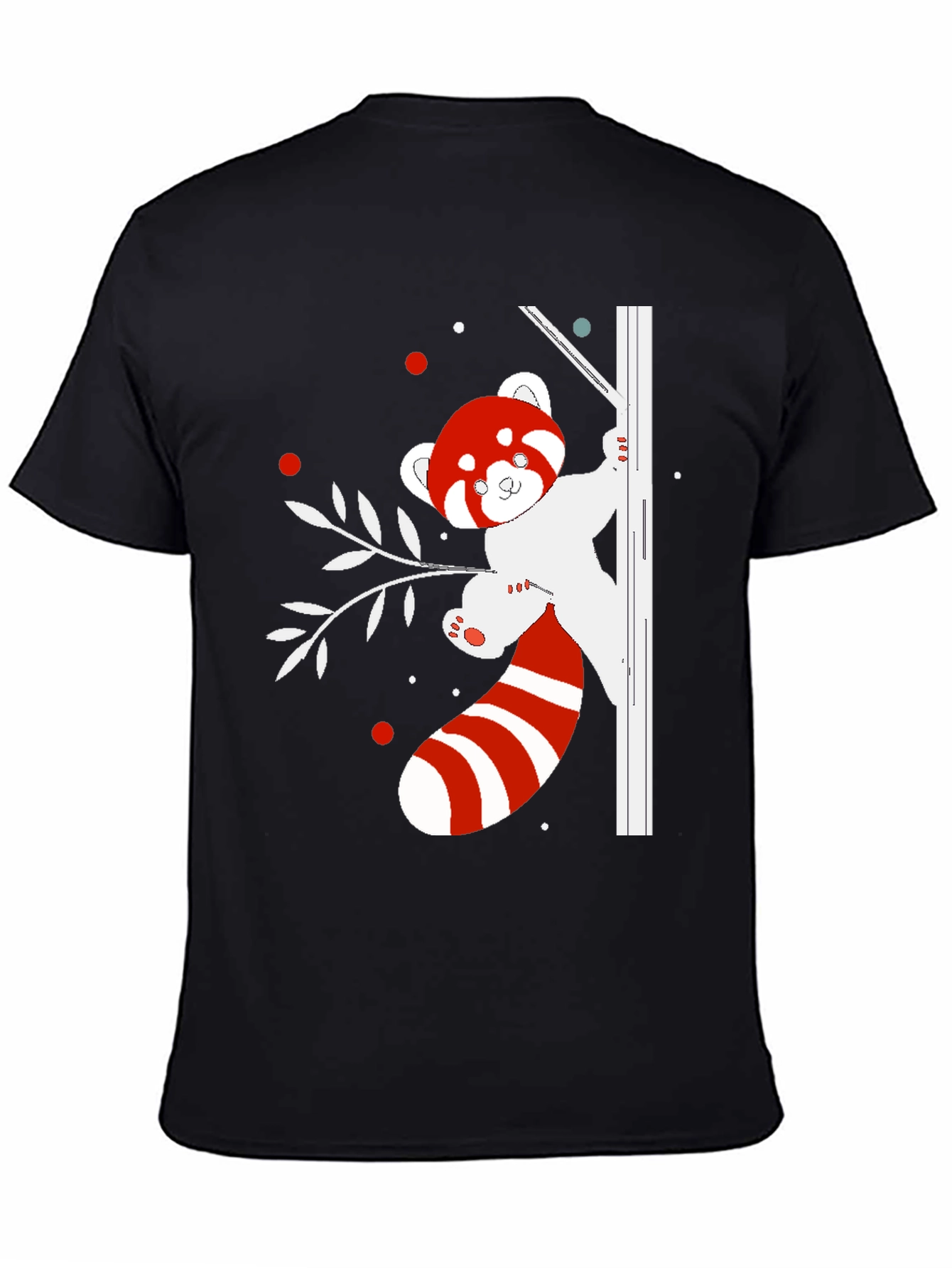 Black Red Panda T-Shirt - Cute Animal Design view 4
