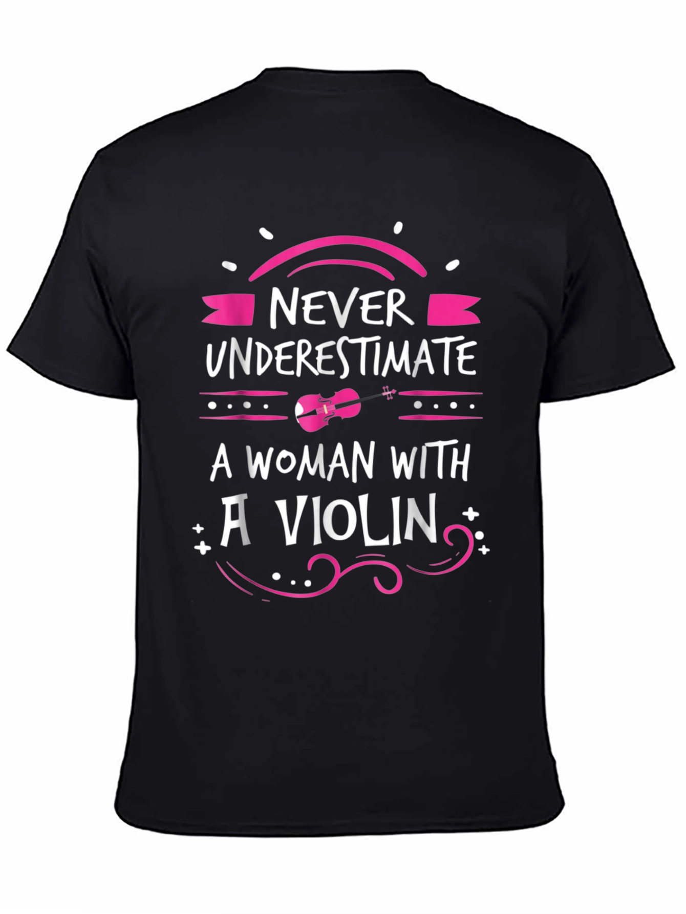 Black Never Underestimate A Woman With A Violin Graphic T-Shirt view 4