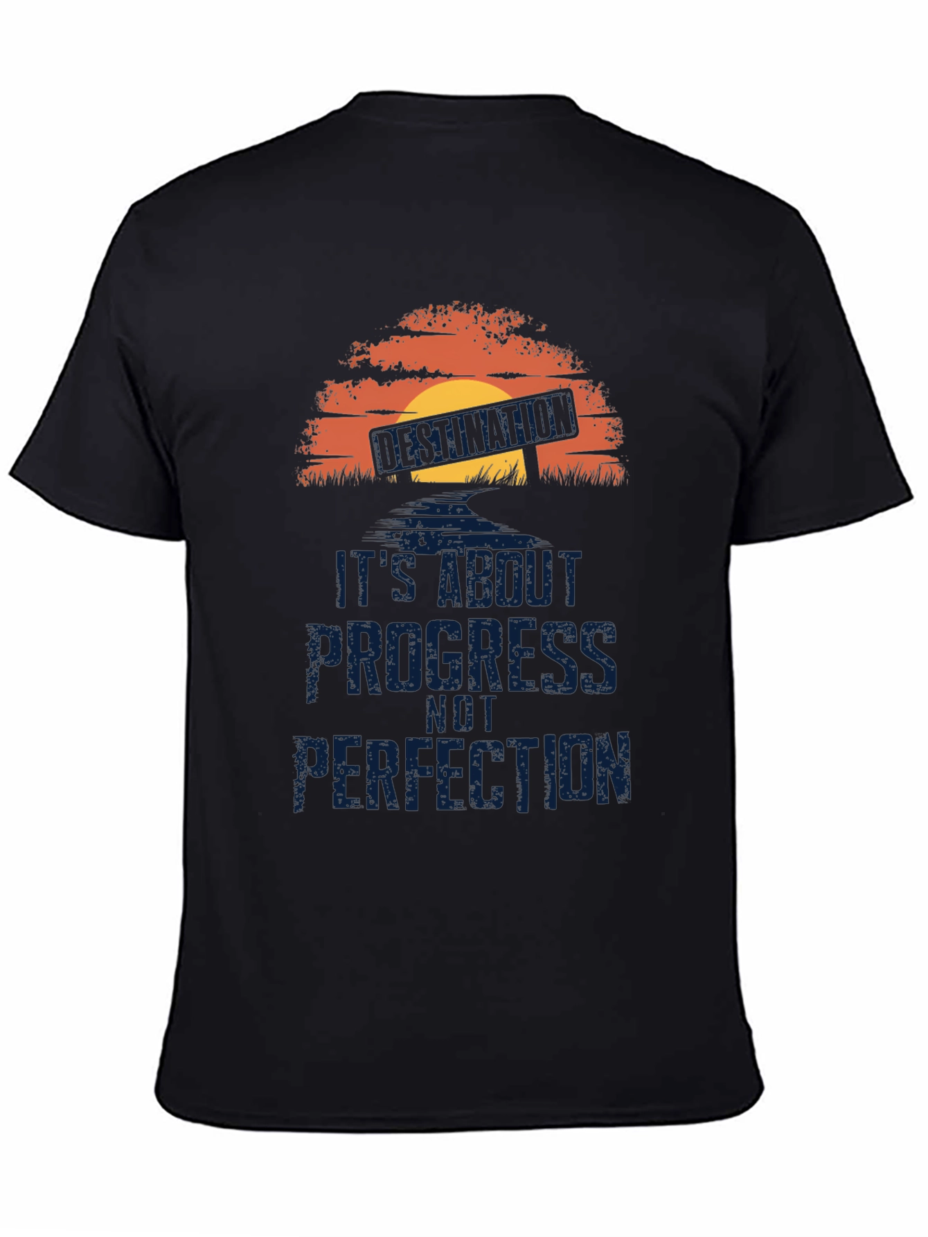 Black Progress Not Perfection T-Shirt - Motivational Graphic Tee view 4