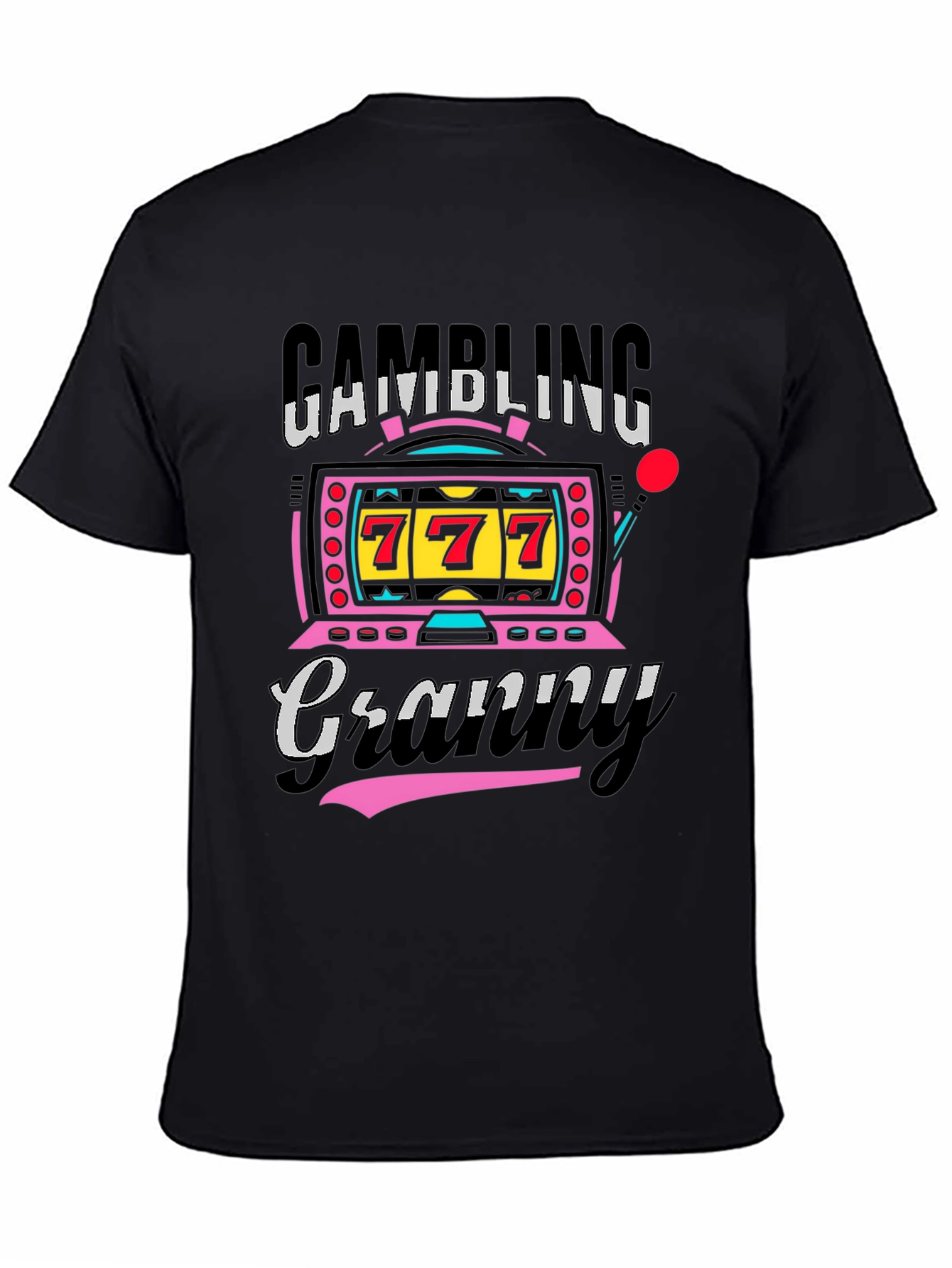 Black Gambling Granny Graphic Tee - Lucky 7s Casino Shirt view 4