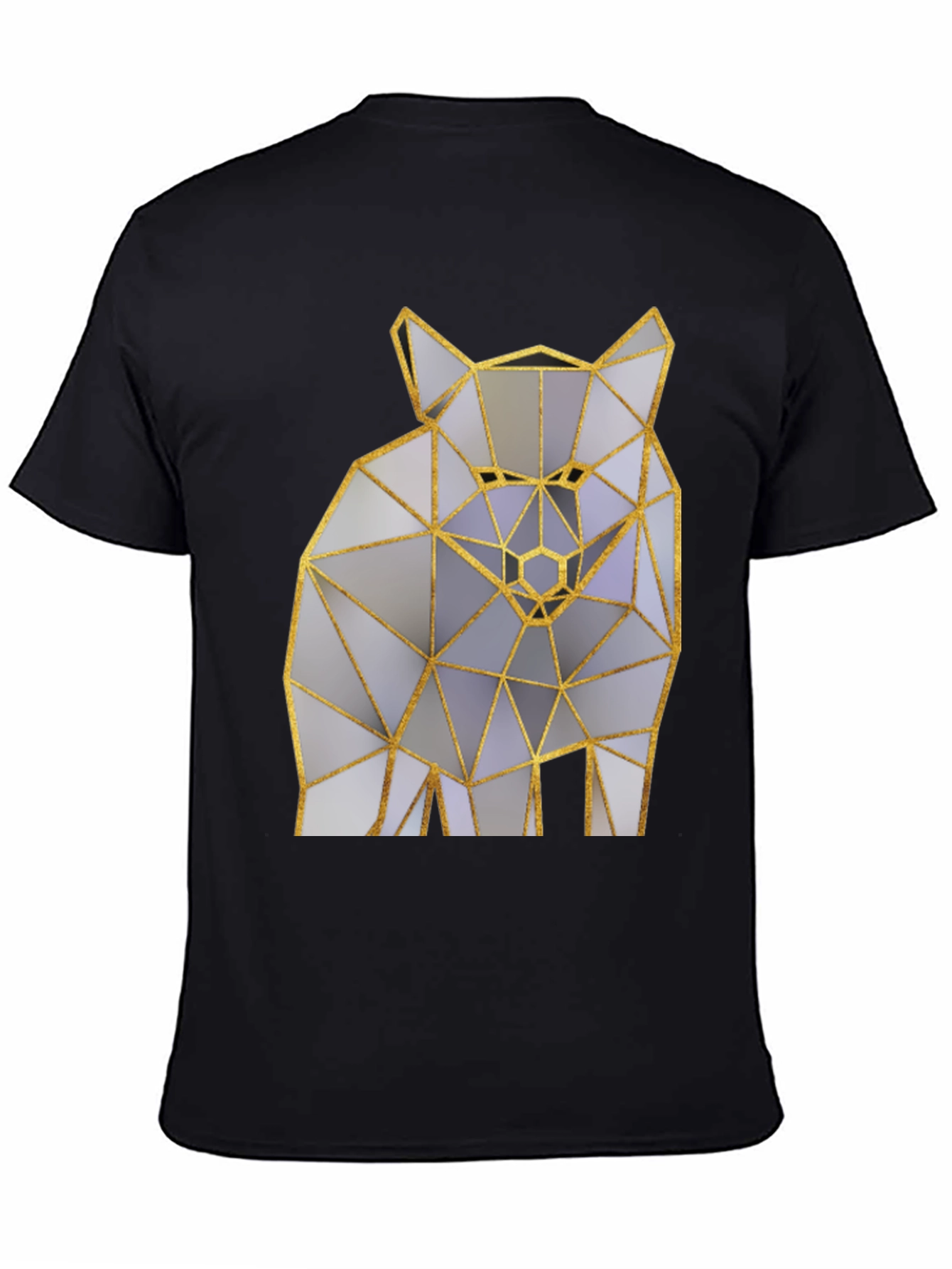 Black Geometric Wolf Graphic Tee - Modern Art Shirt view 4