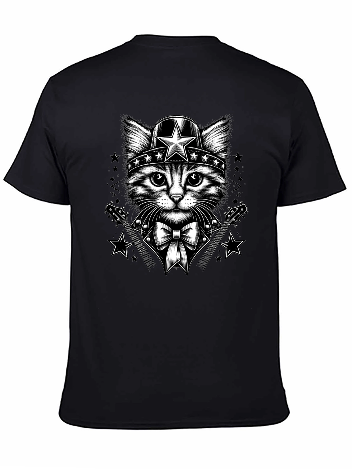 Black Cat Superhero T-Shirt - Black Graphic Tee view 4