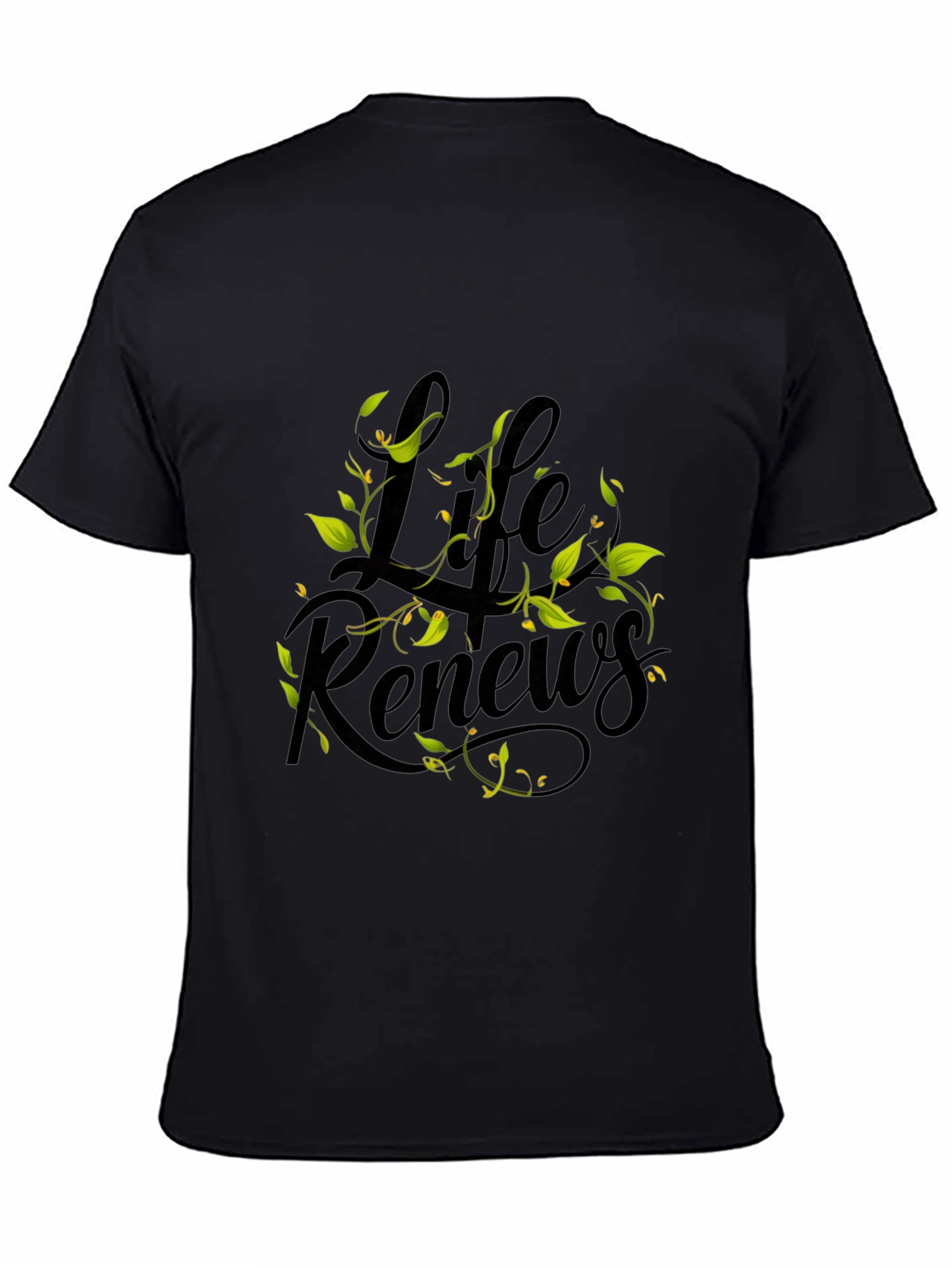 Black Life Renews Graphic Print Black T-Shirt view 4
