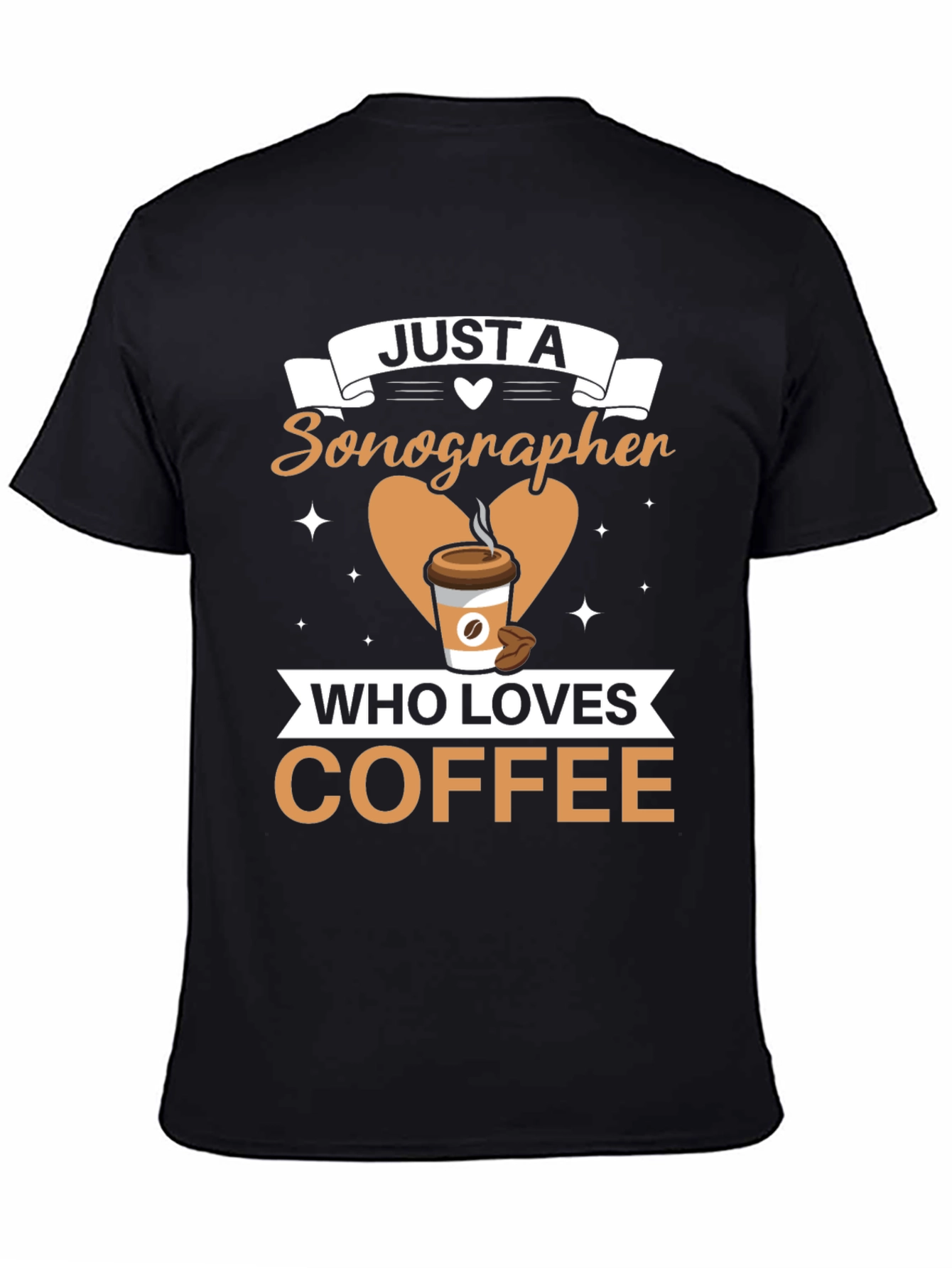 Black Sonographer Coffee Lover T-Shirt - Funny Graphic Tee view 4