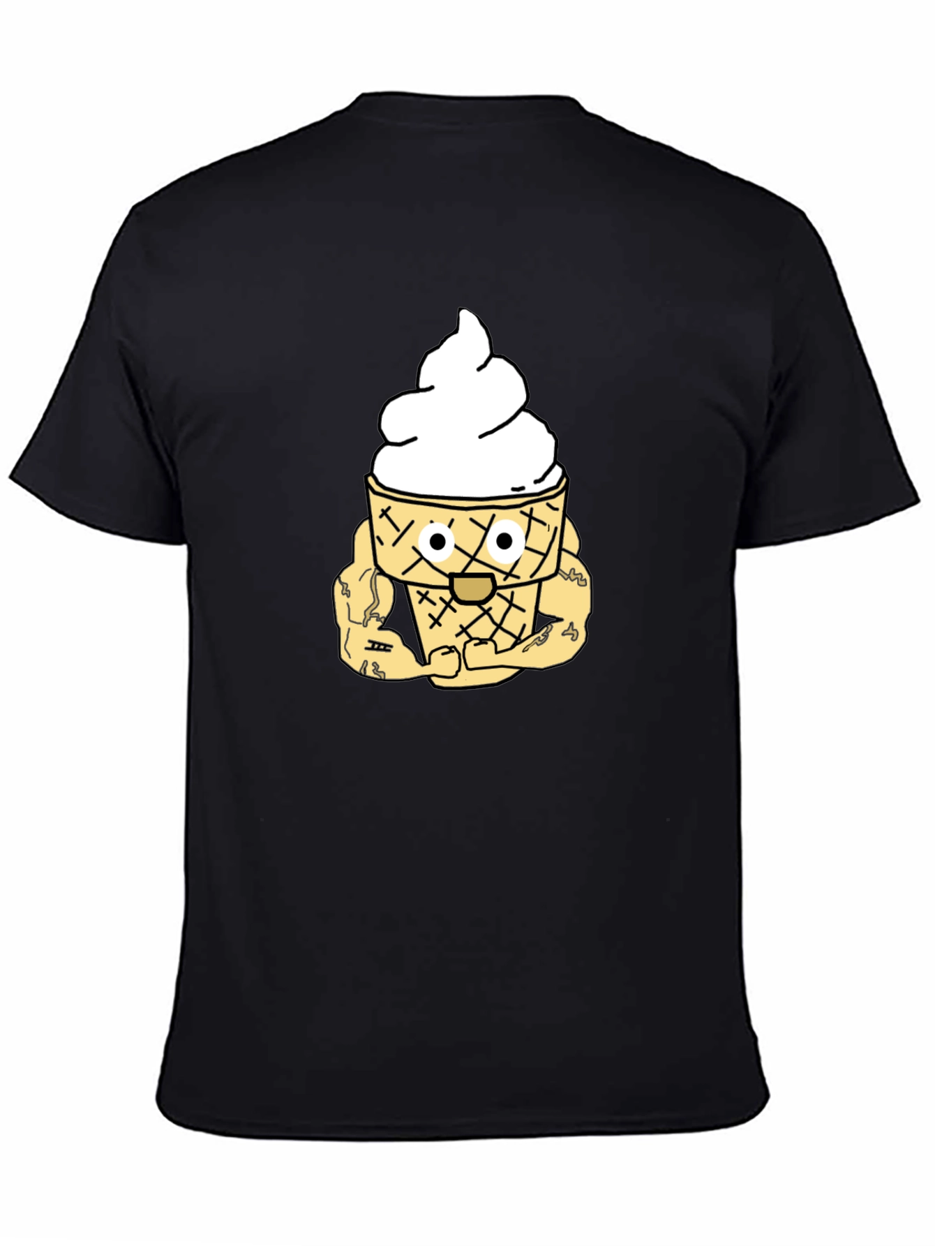 Black Ice Cream Cone Cartoon Graphic T-Shirt view 4