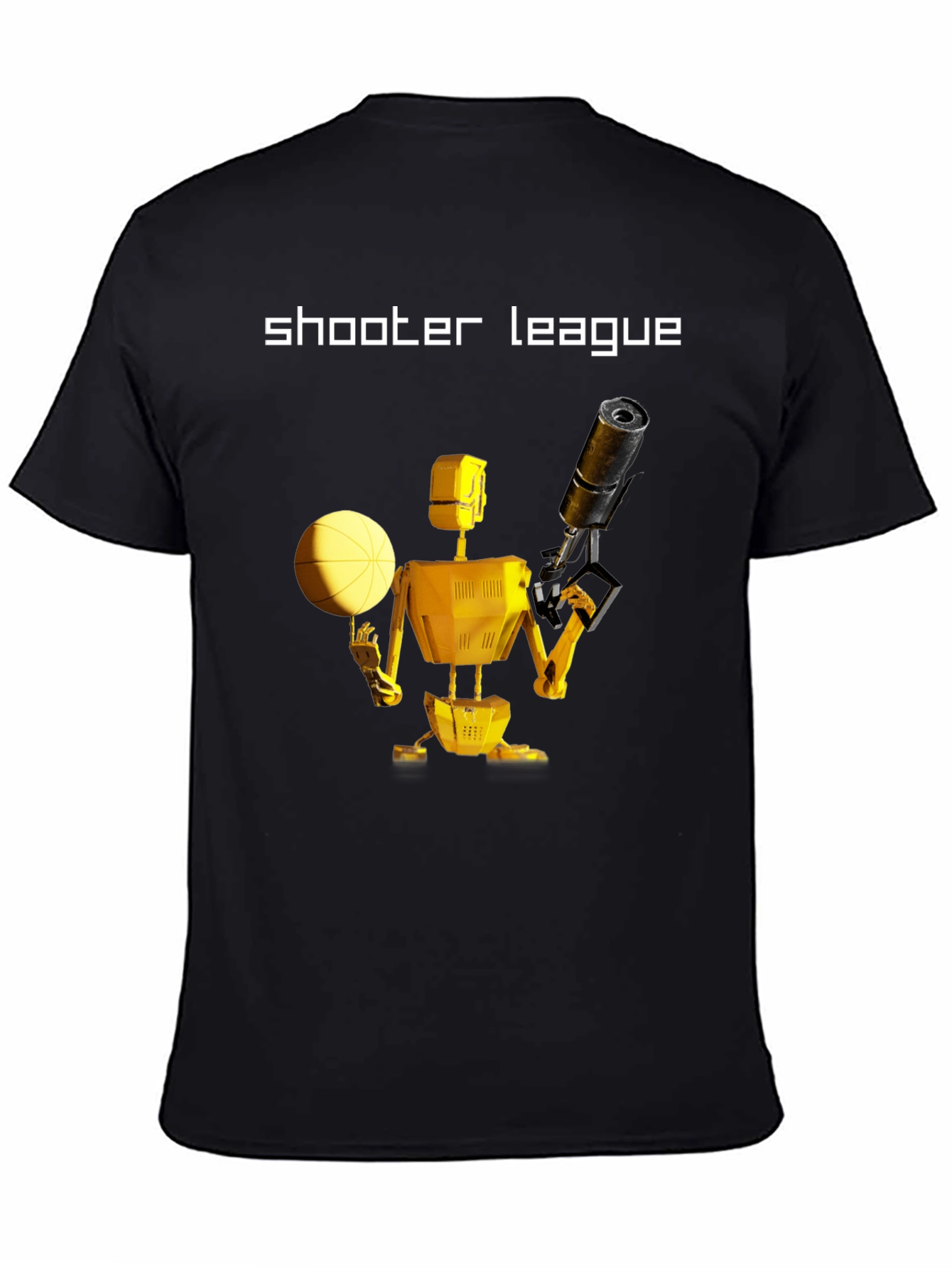 Black Shooter League Robot Basketball T-Shirt view 4