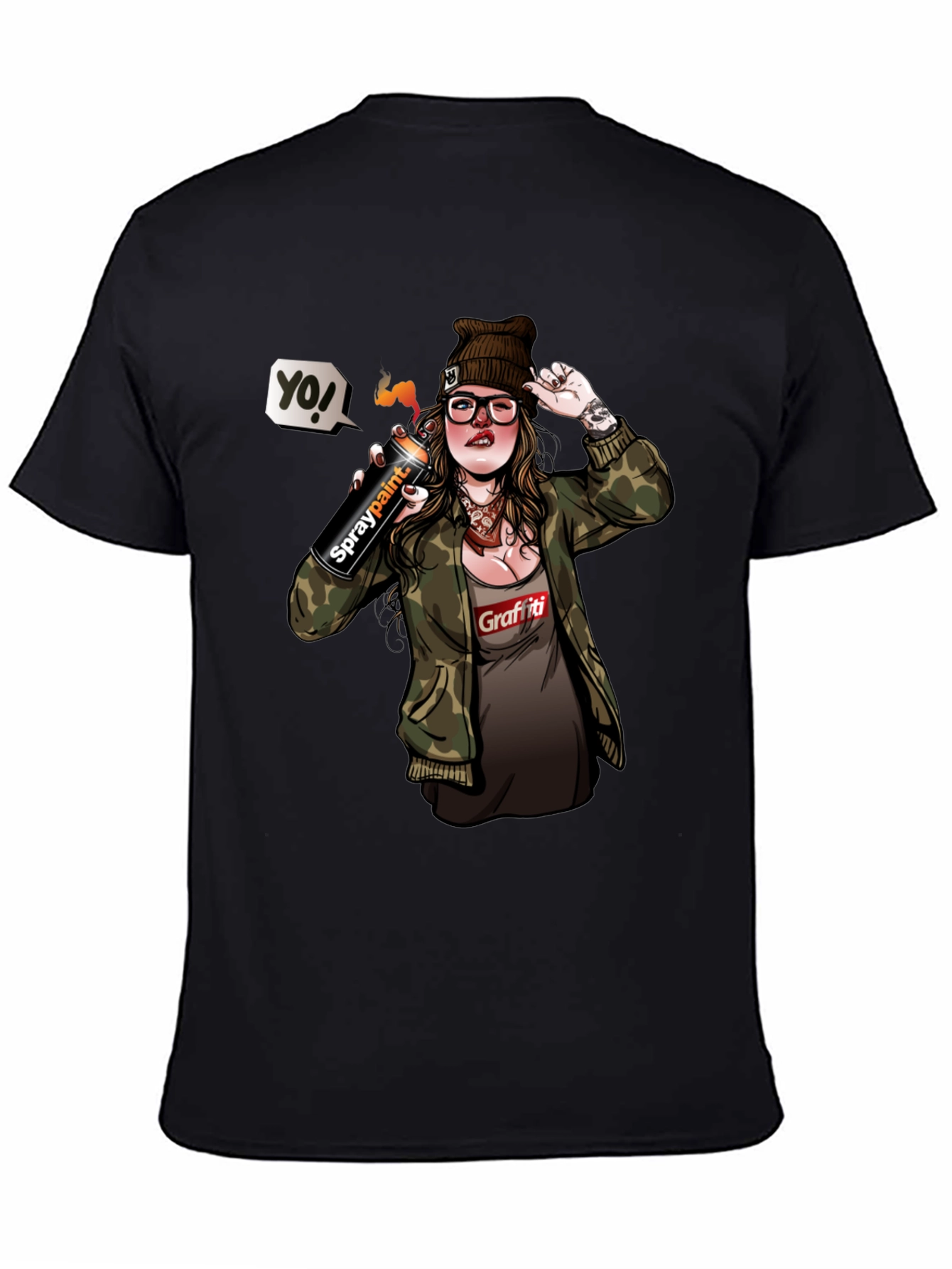 Black Graffiti Girl T-Shirt - Urban Street Style view 4