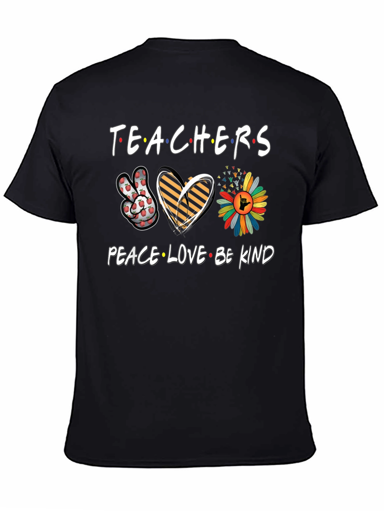 Black Teachers Peace Love Be Kind T-Shirt view 4
