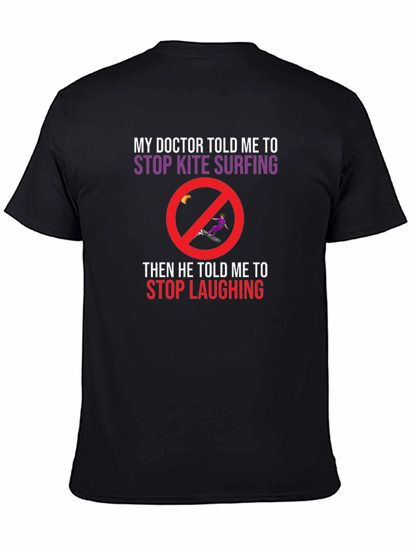 Black Funny Kite Surfing T-Shirt: Doctor's Orders view 4
