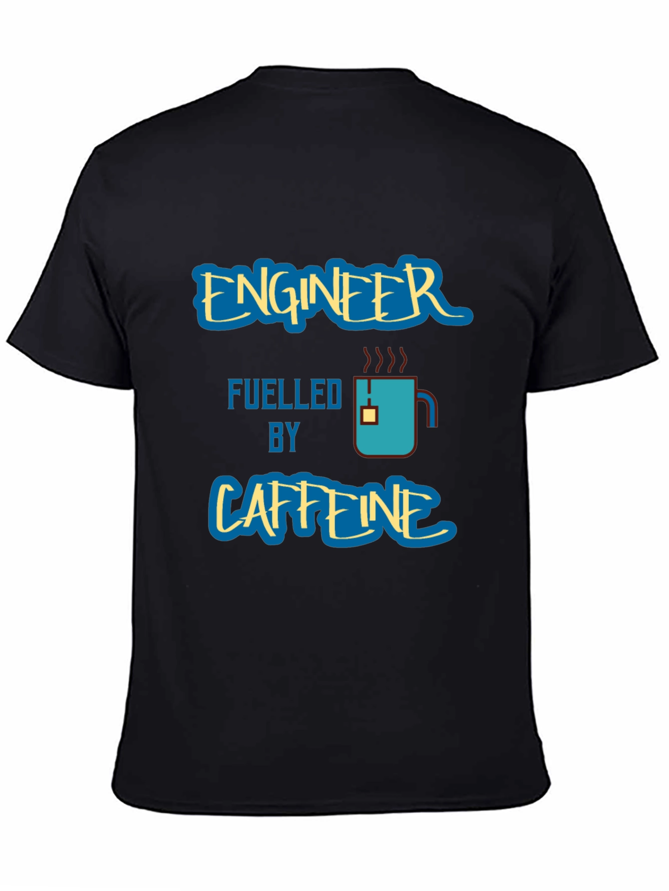 Black Engineer Fuelled by Caffeine Graphic T-Shirt view 4