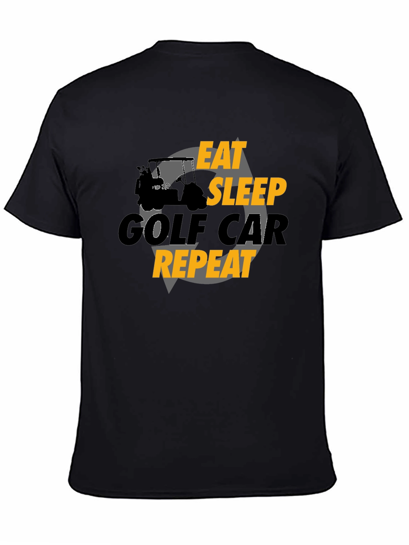 Black Eat Sleep Golf Car Repeat Black Graphic Tee view 4