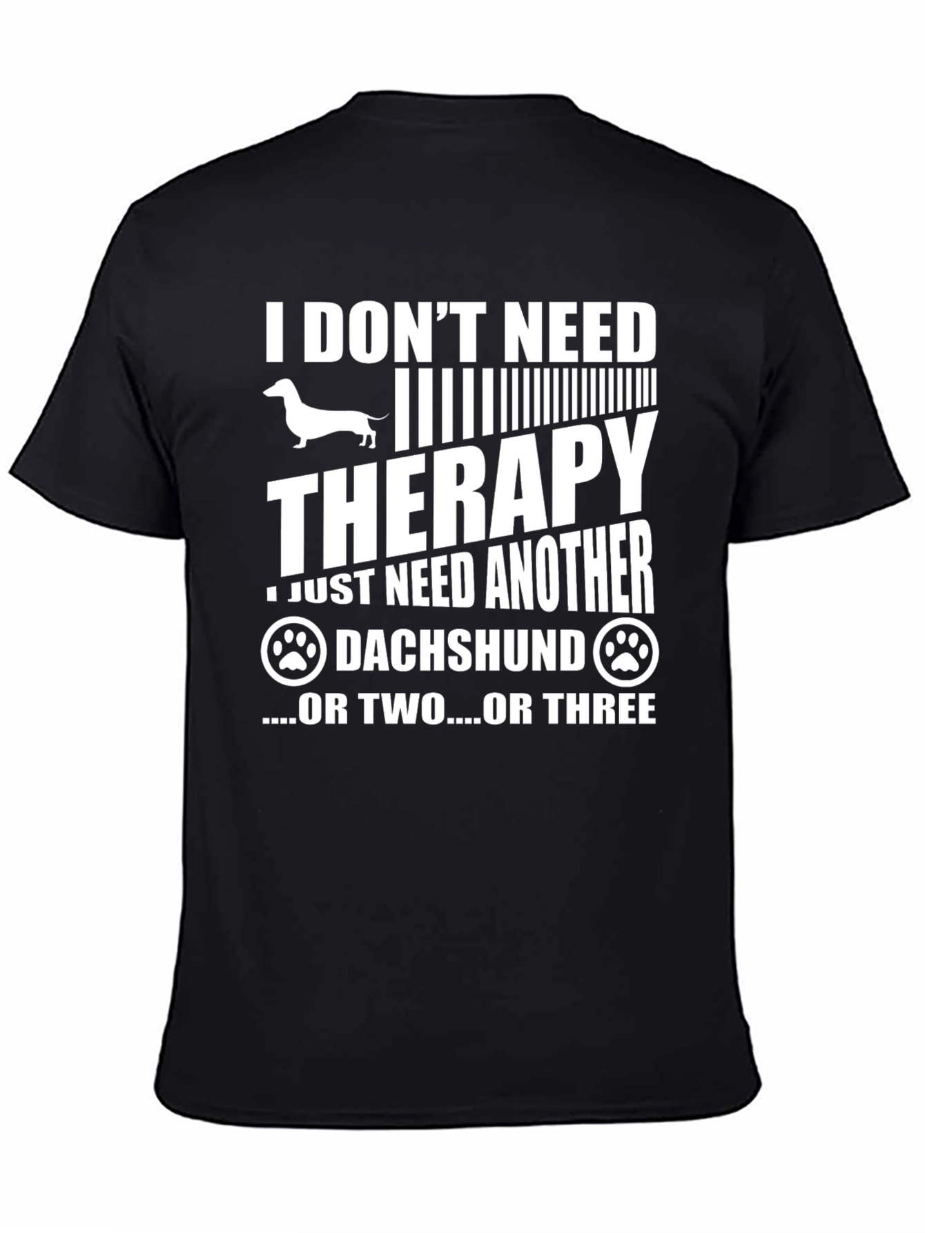 Black Dachshund Therapy T-Shirt - Funny Dog Lover Tee view 4