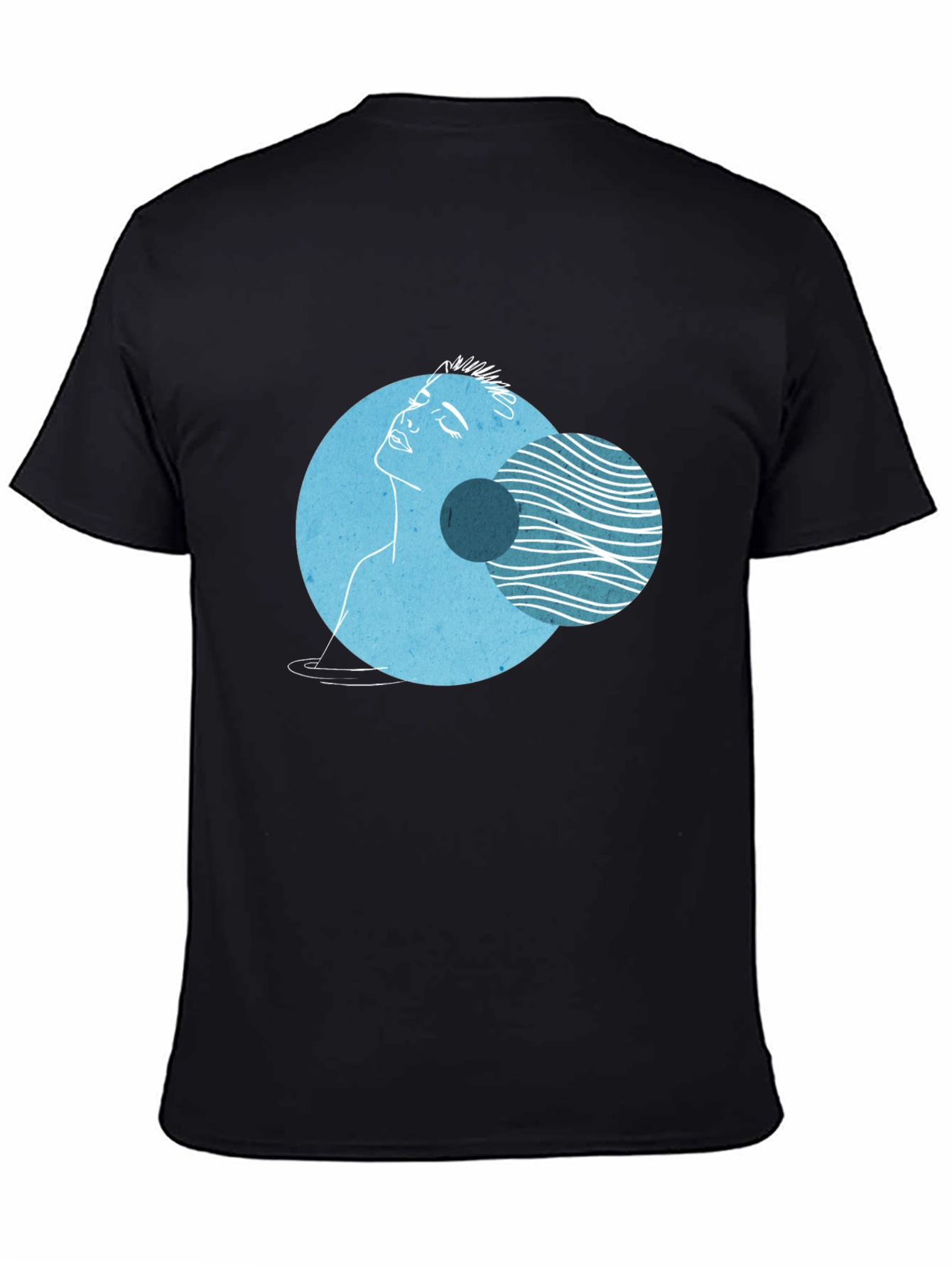 Black Abstract Face Graphic Tee - Modern Art Shirt view 4