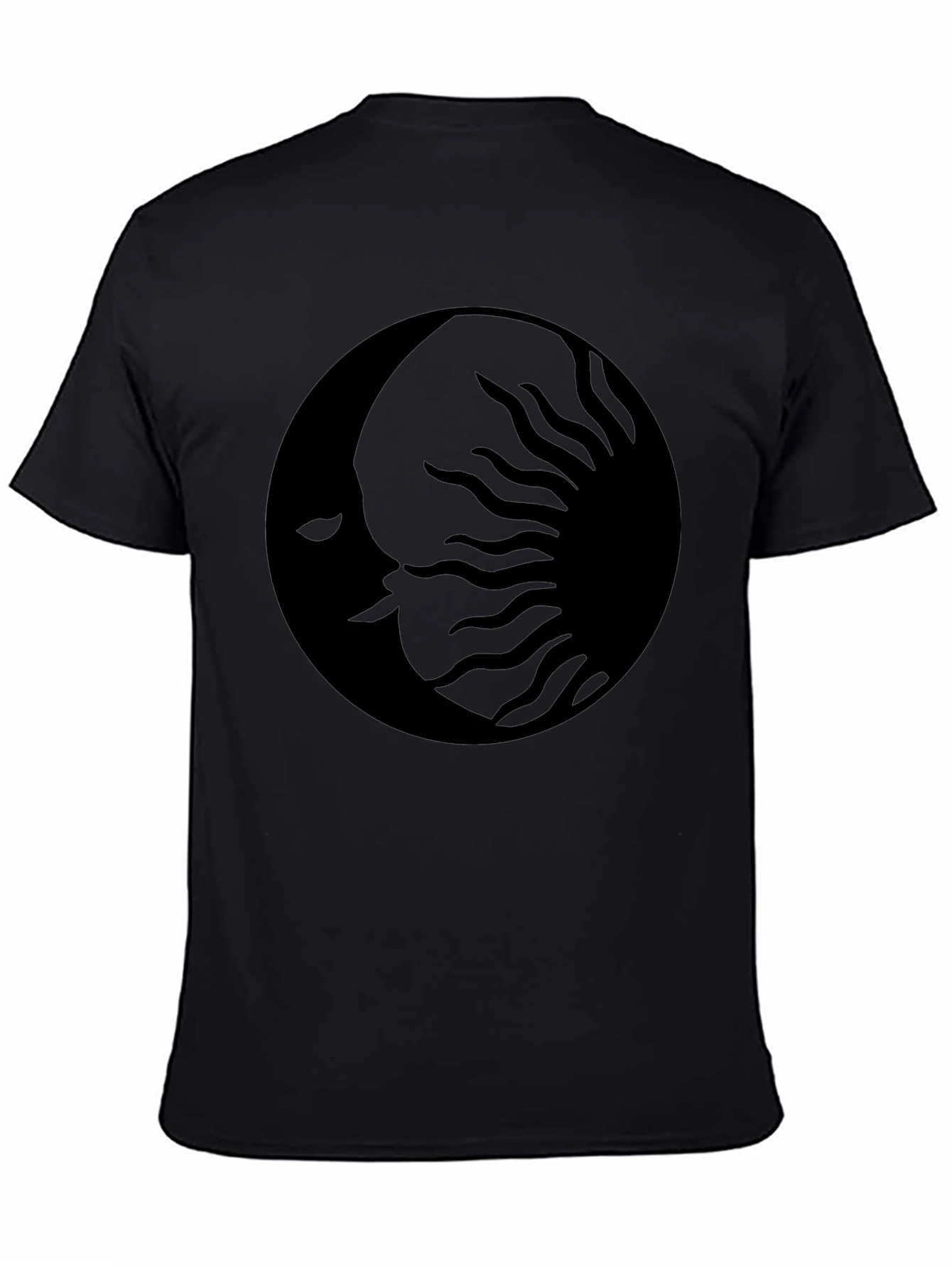 Black Celestial Moon Sun Graphic Black T-Shirt view 4