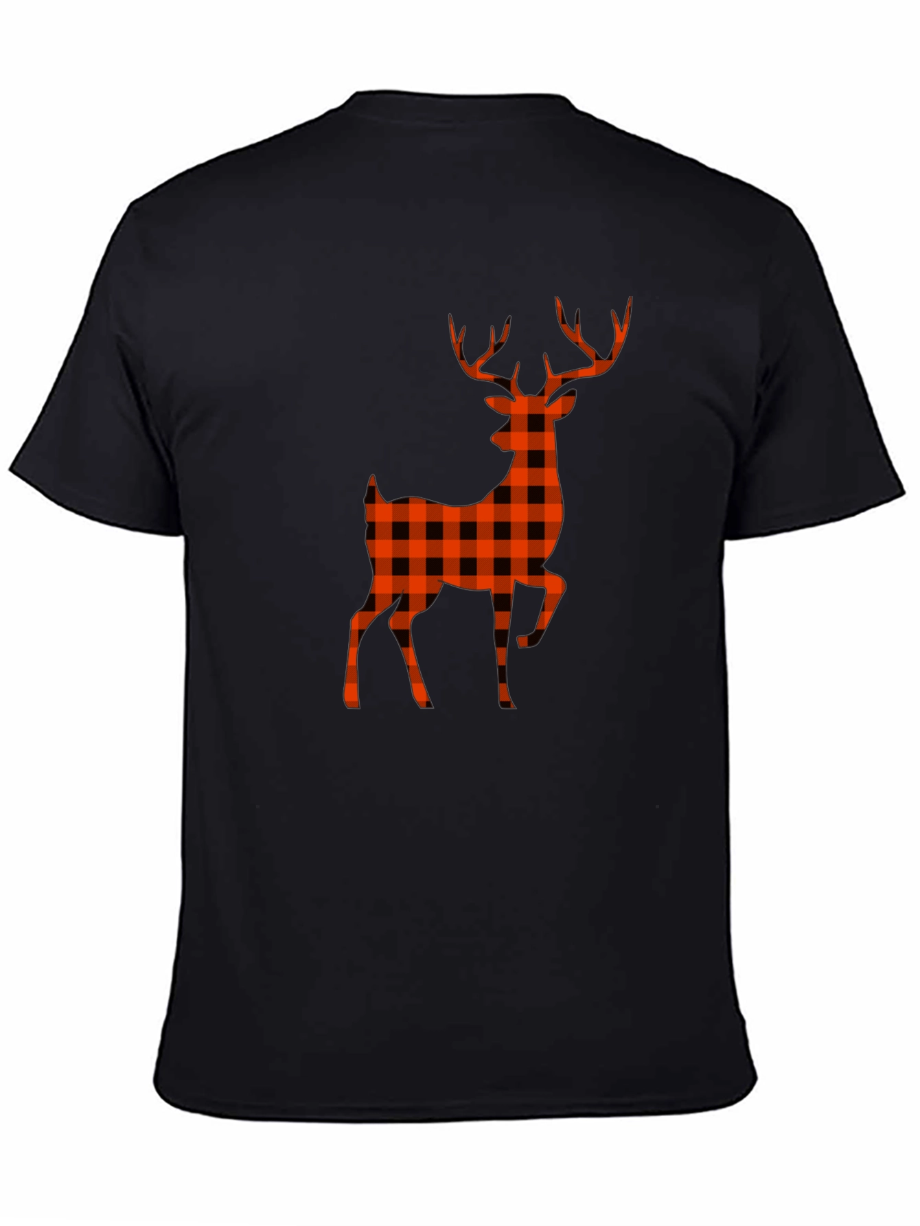 Black Buffalo Plaid Deer Graphic Tee - Black view 4
