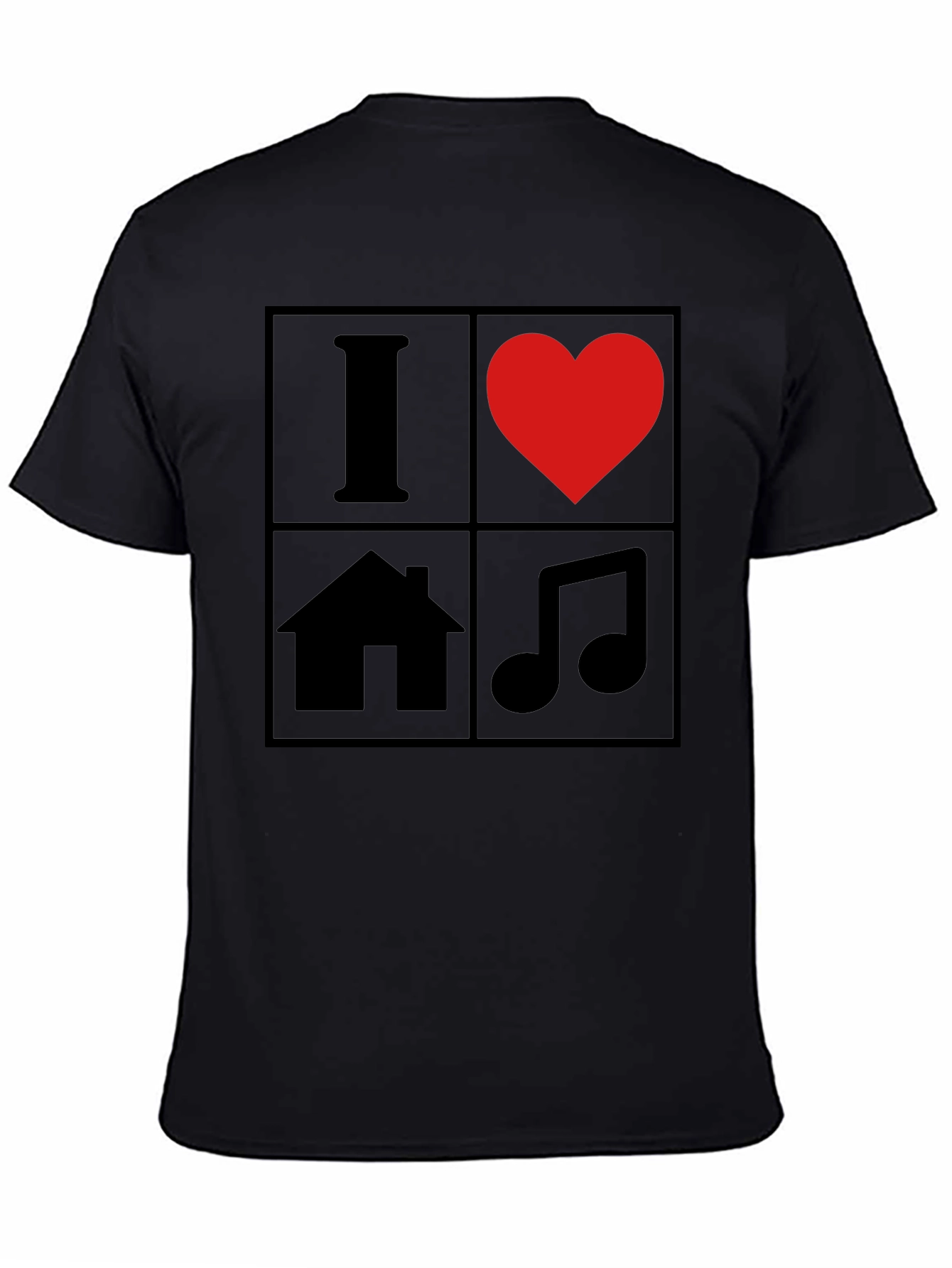 Black I Love House Music T-Shirt - Black Graphic Tee view 4